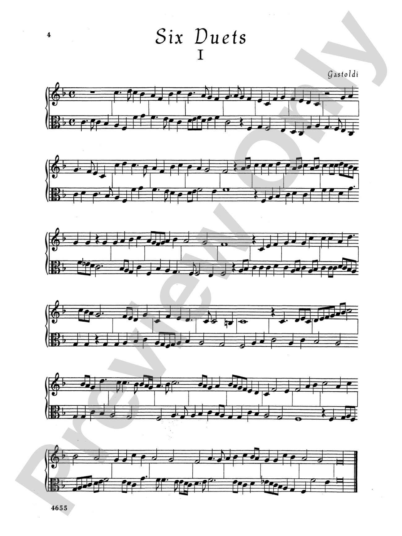 Gastoldi: Six Duets: String Duo Book