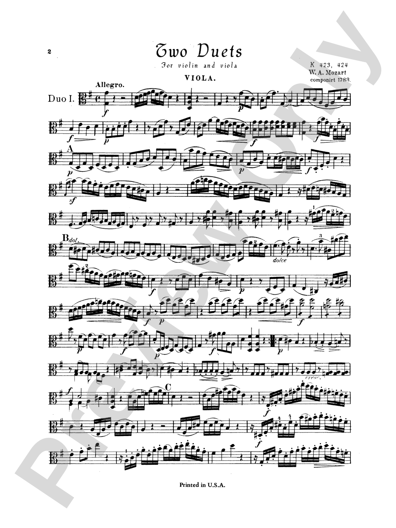 Mozart: Two Duets, K. 423, K. 424