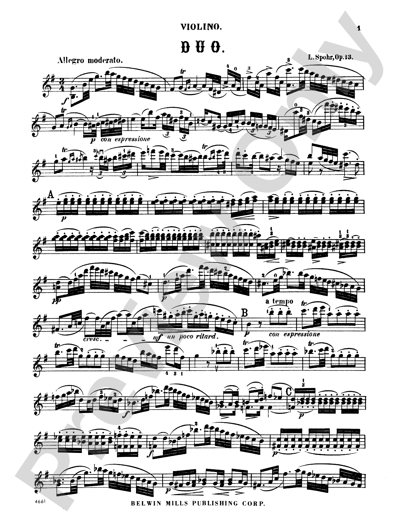Spohr: Duet, Op. 13: String Duo Book
