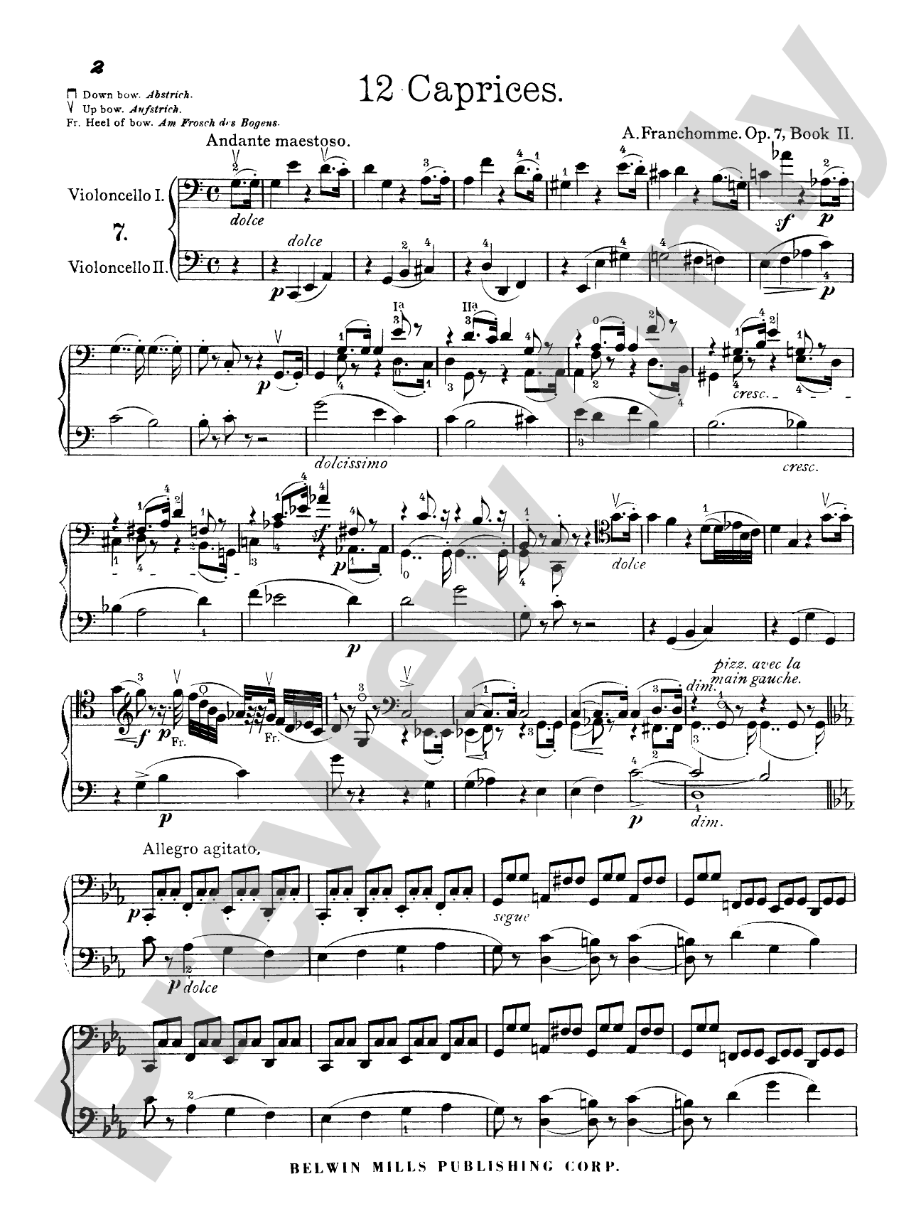 Franchomme: Twelve Caprices for Two Cellos, Op. 7 (Book II Score & Parts)