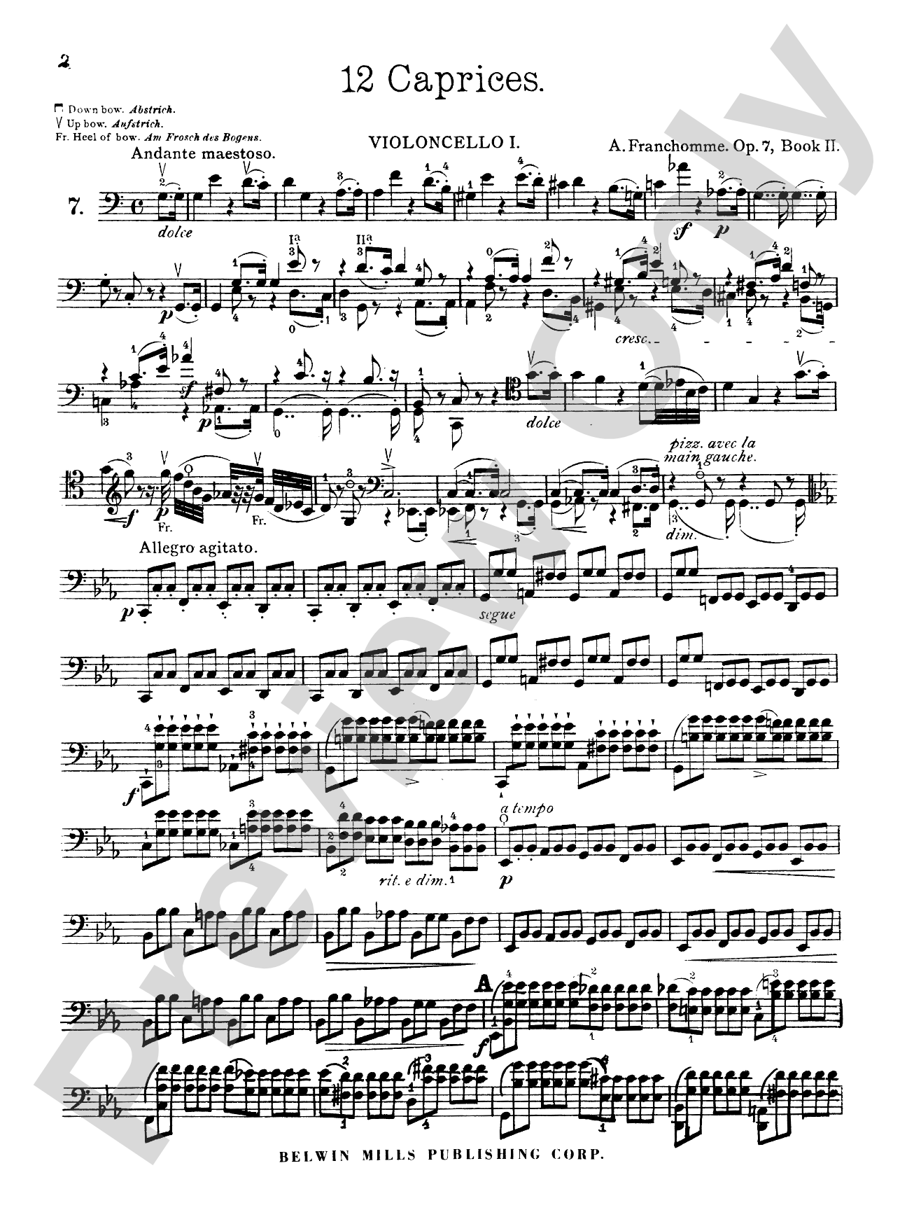 Franchomme: Twelve Caprices for Two Cellos, Op. 7 (Book II Score & Parts): Cello Score & Parts