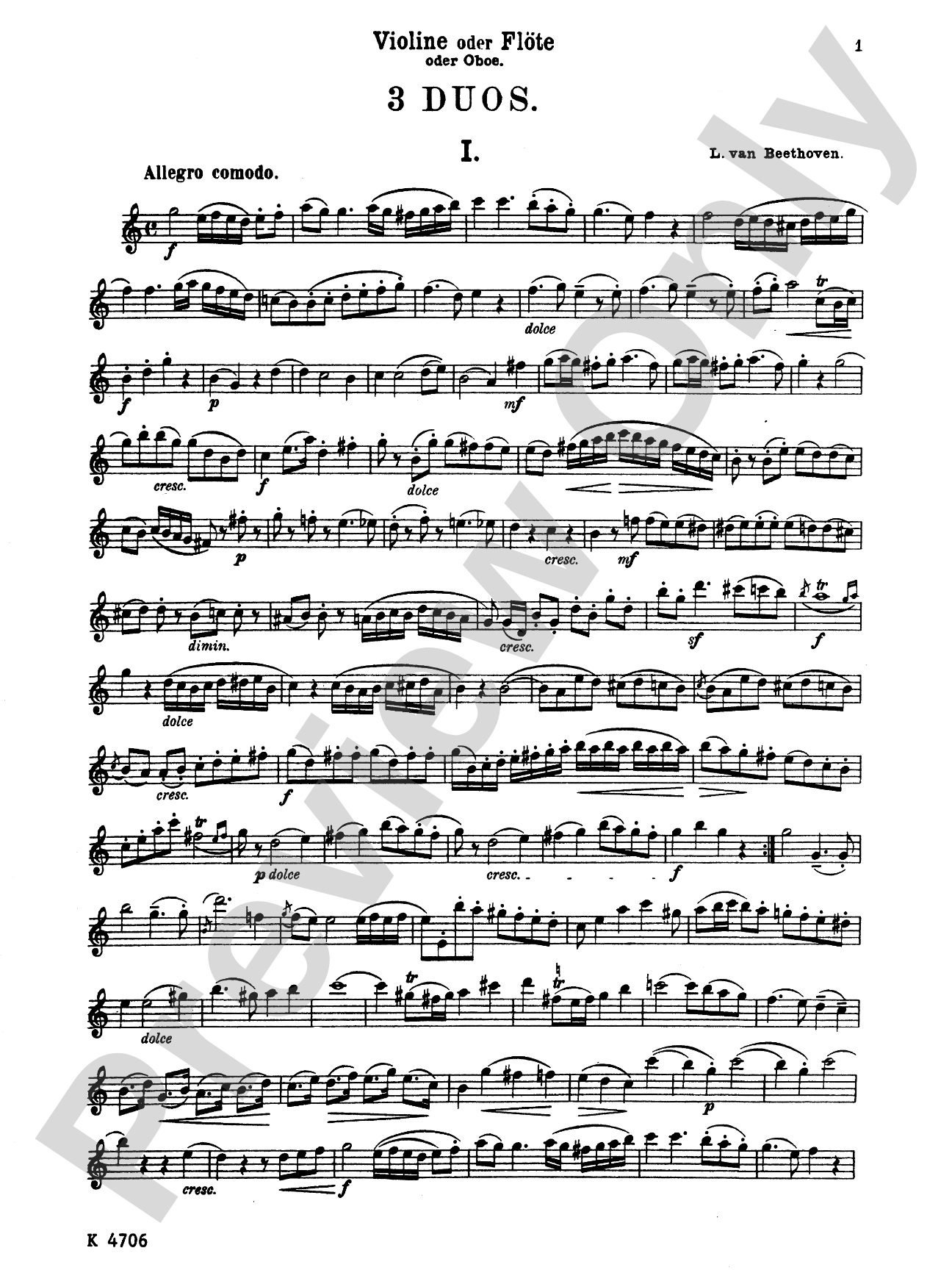 Beethoven: Three Duets: Chamber Duo Book