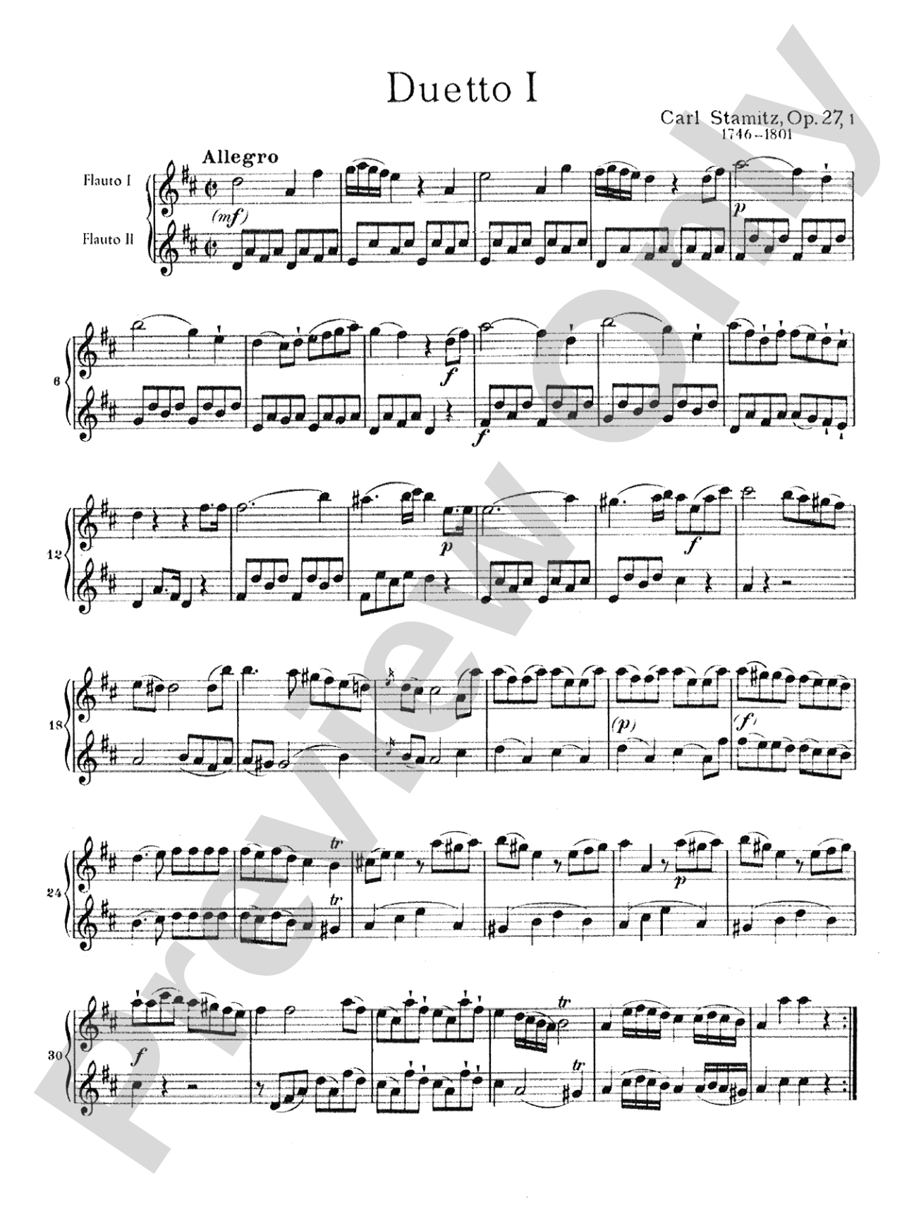 Stamitz: Three Duets, Op. 27: Flute Book