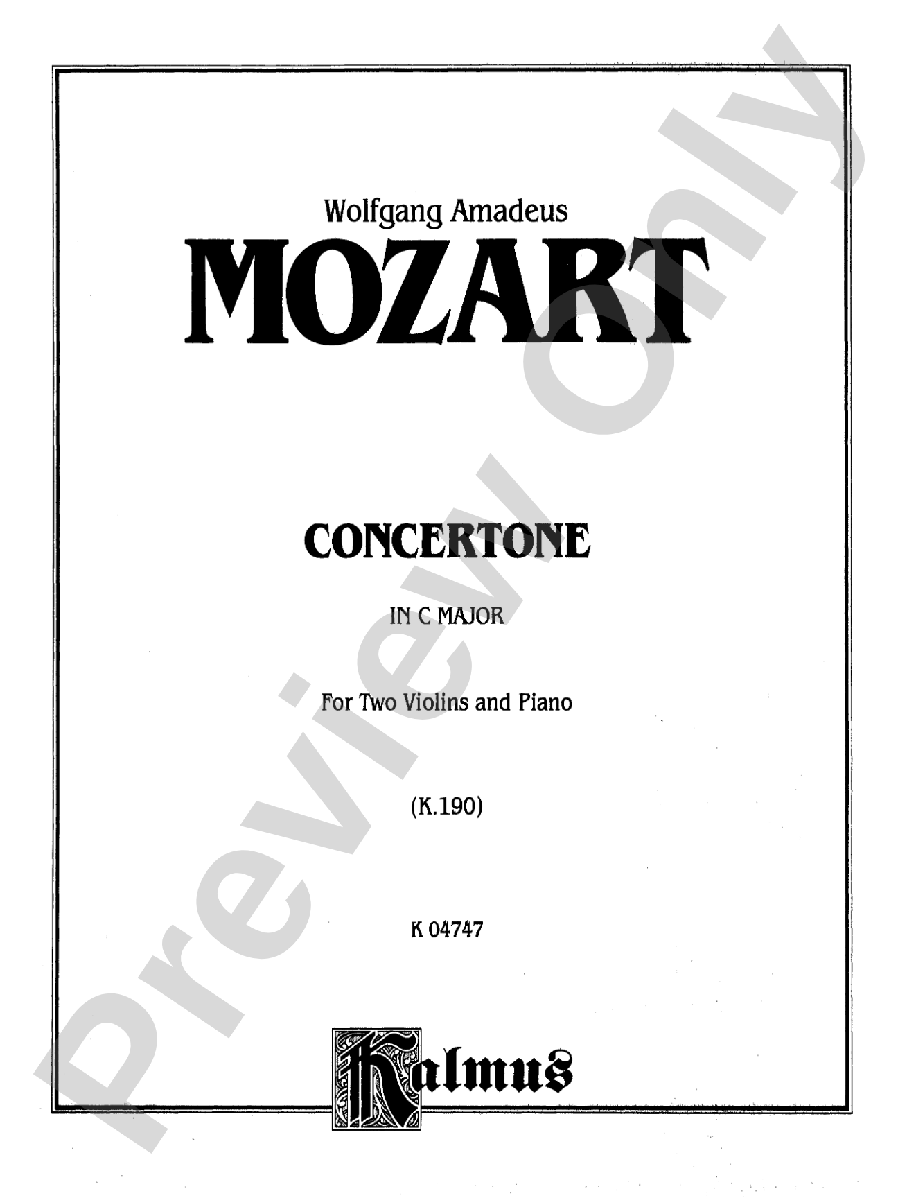 Mozart: Concertone in C Major