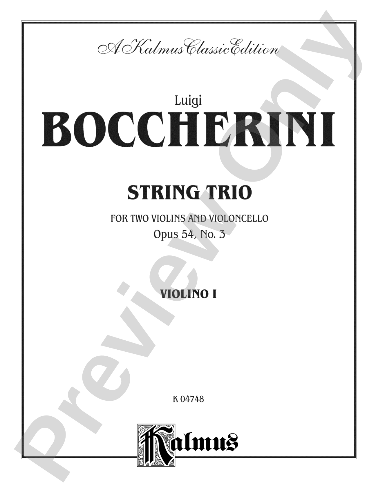 Boccherini: String Trio, Op. 54, No. 3: String Trio Book