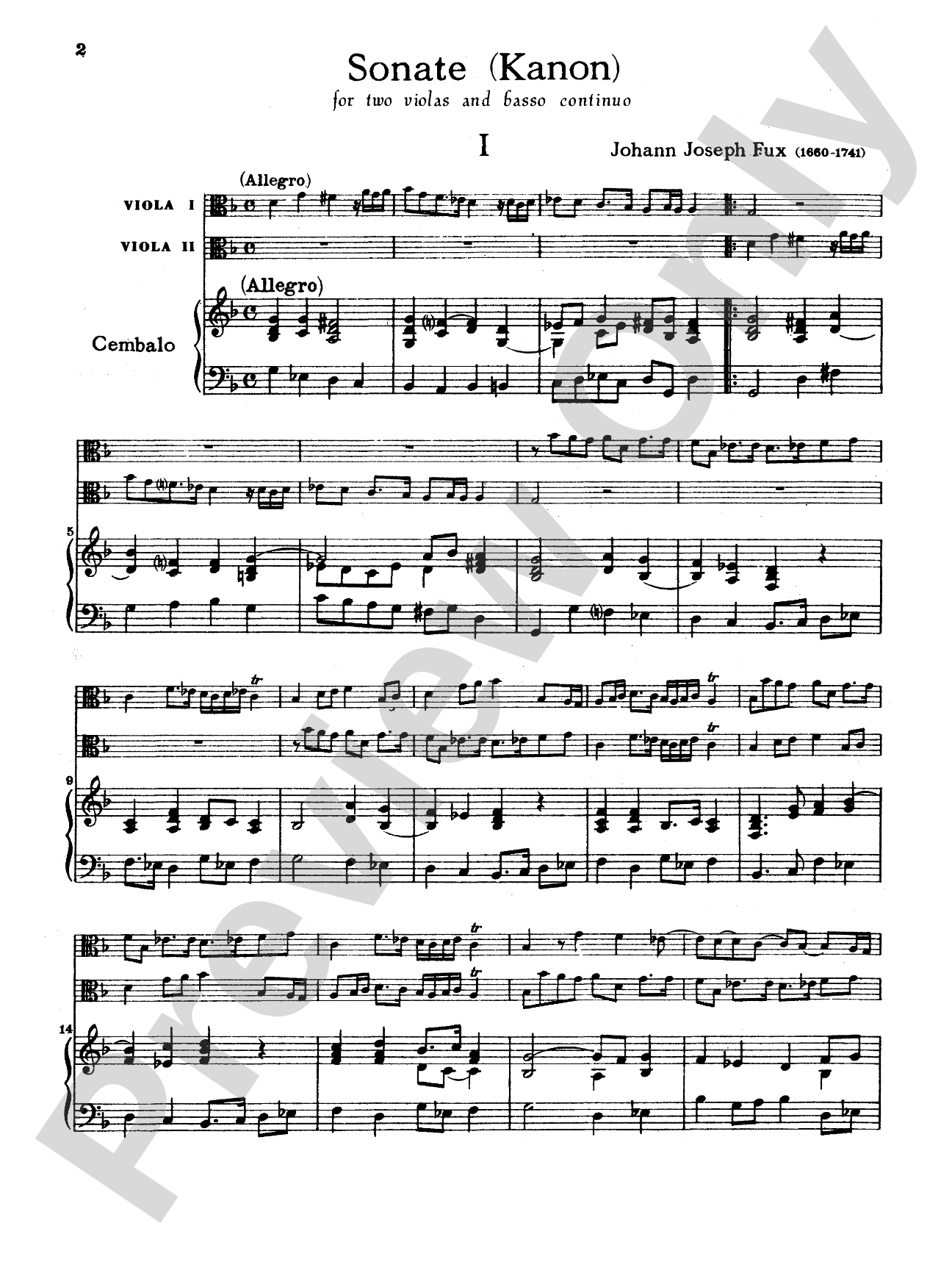 Fux: Sonata (Canon) for Two Violas and Basso Continuo