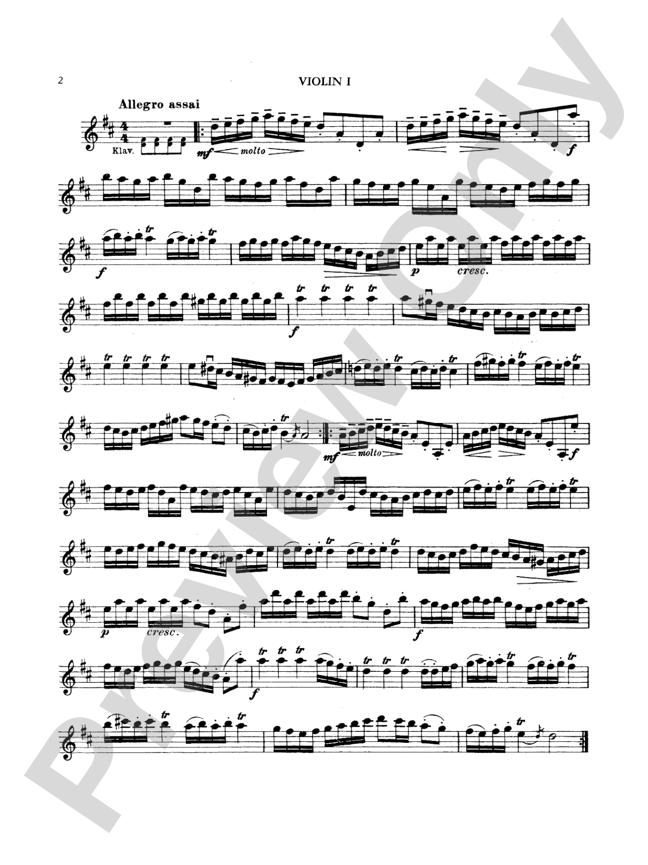 Tartini: Sonata in D Major: Violin Book