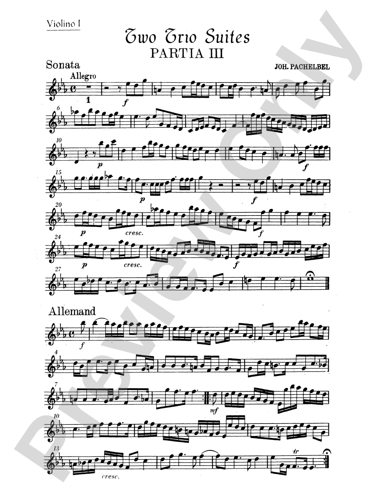 Pachelbel: Two Trio Suites: String Trio Book