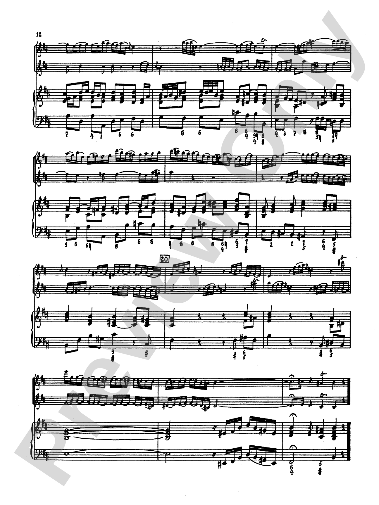 Bach: Trio in B Minor: Chamber Trio Score & Parts