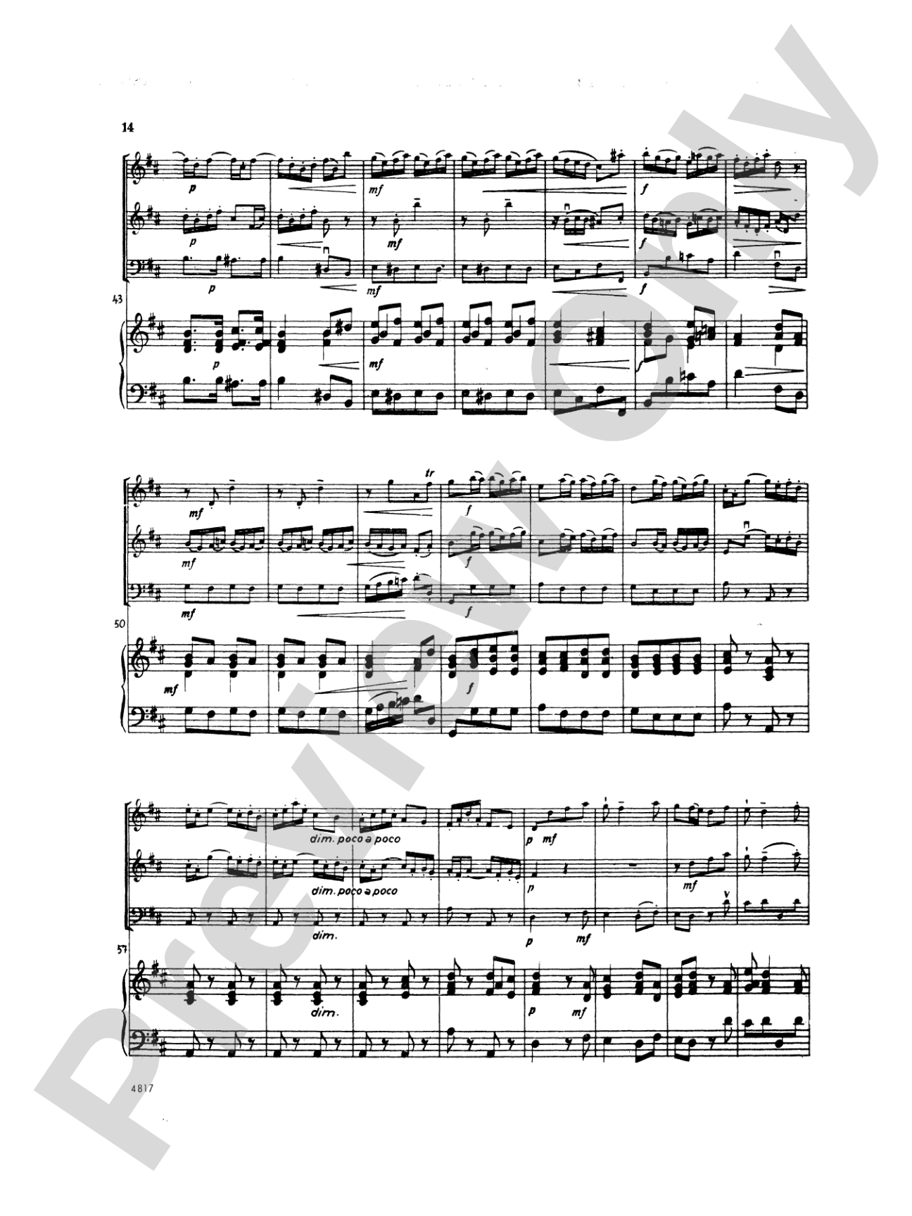 Quantz: Trio Sonata in D Major: Chamber Trio Score & Parts