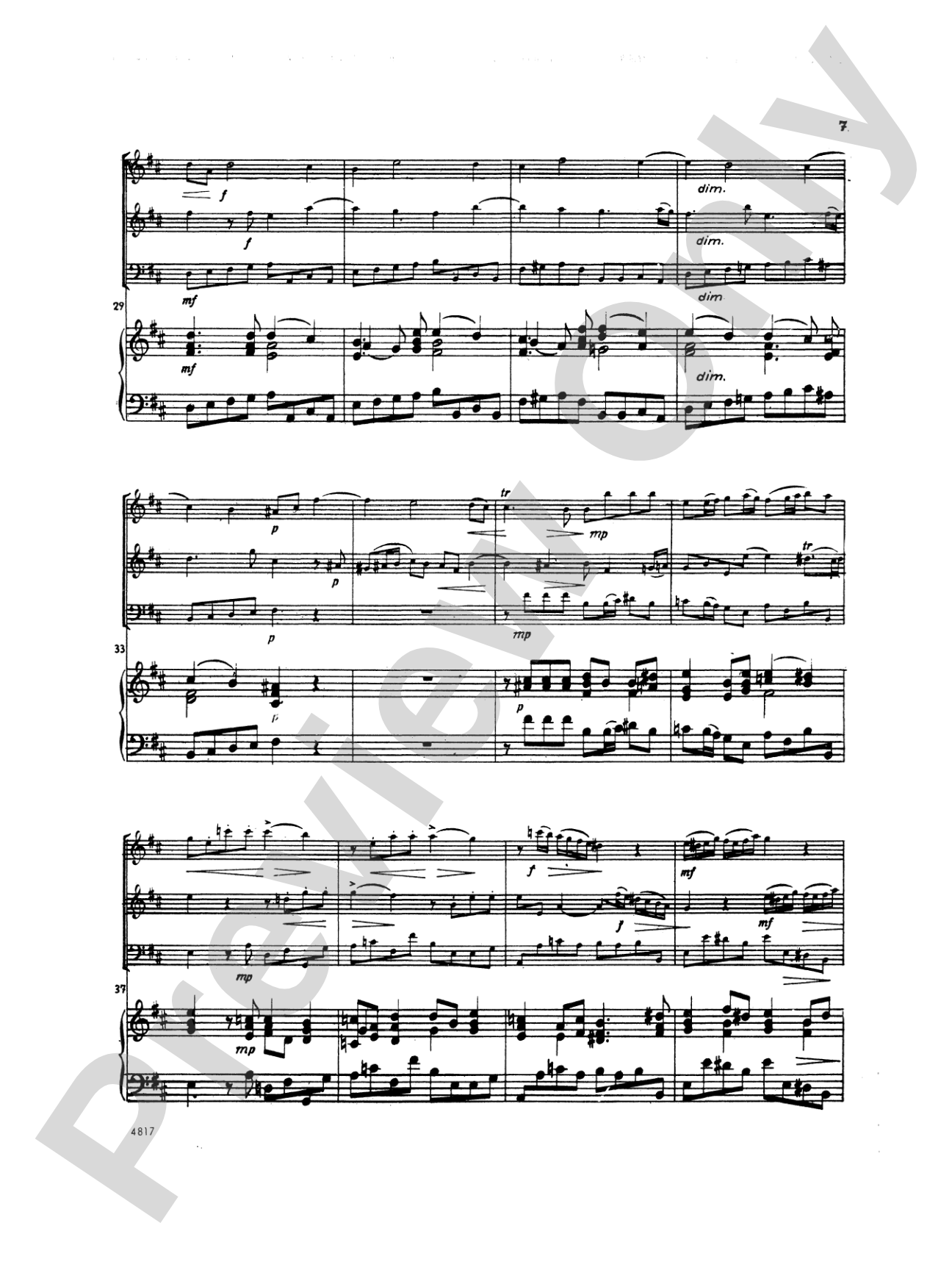 Quantz: Trio Sonata in D Major: Chamber Trio Score & Parts