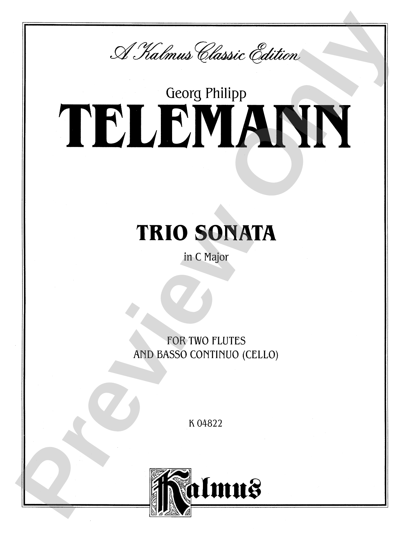 Telemann: Trio Sonata in C Major: Chamber Trio Book