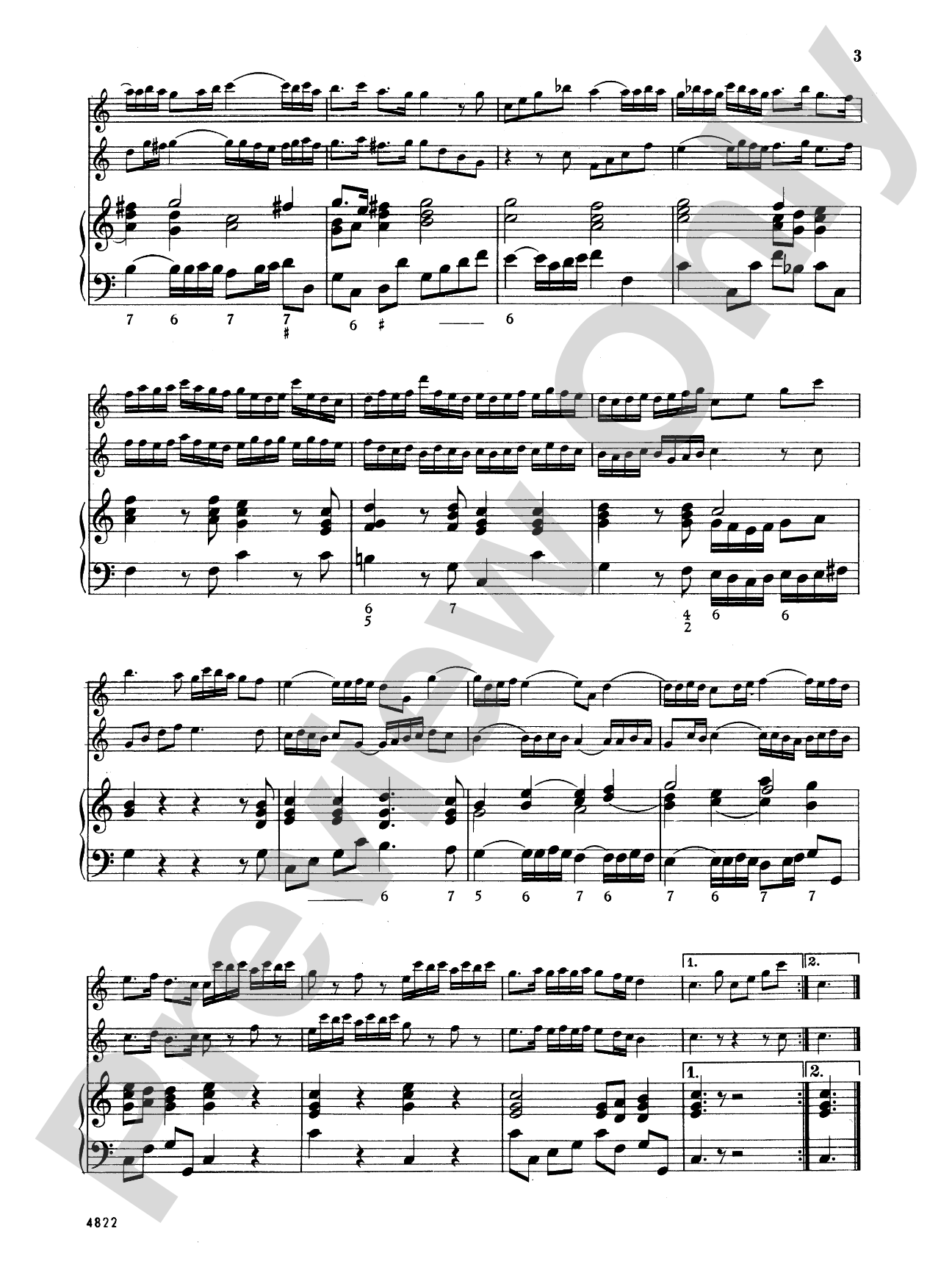 Telemann: Trio Sonata in C Major: Chamber Trio Book