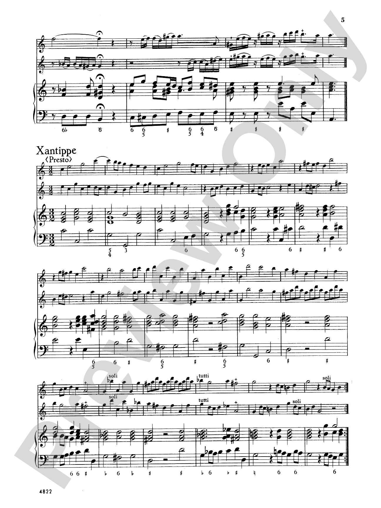 Telemann: Trio Sonata in C Major: Chamber Trio Book