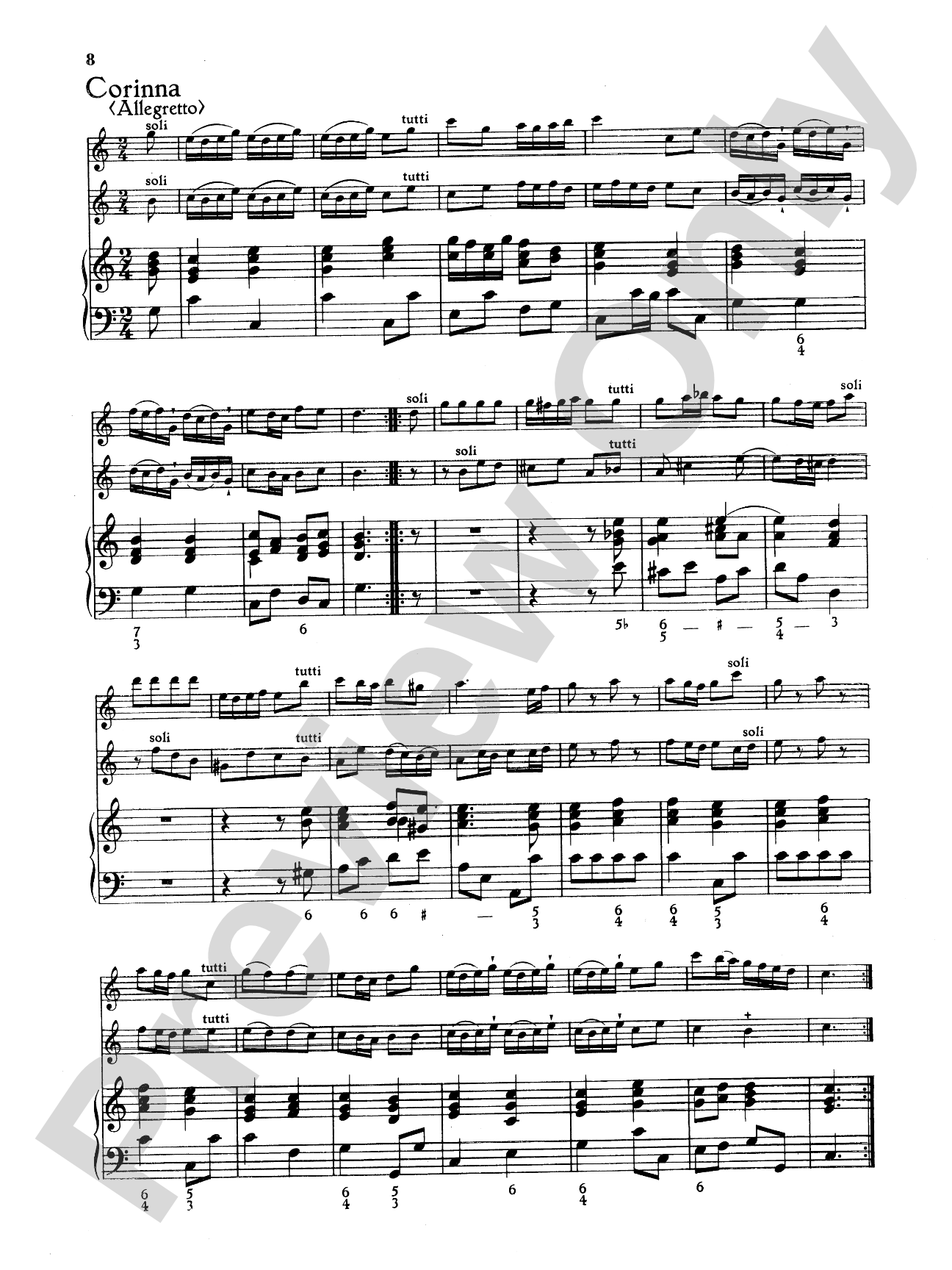 Telemann: Trio Sonata in C Major: Chamber Trio Book