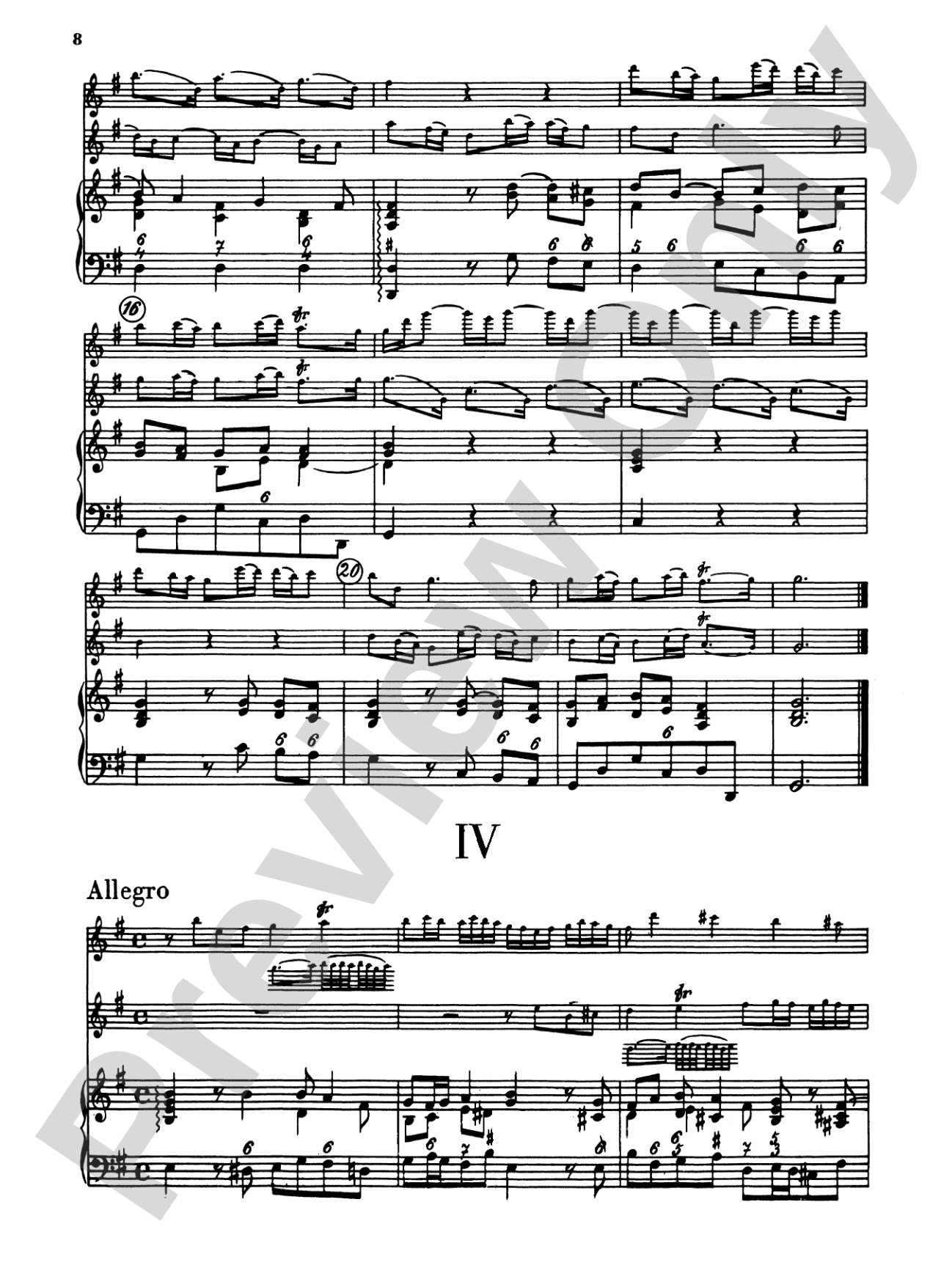 Telemann: Trio Sonata in E Minor: Chamber Trio Score & Parts