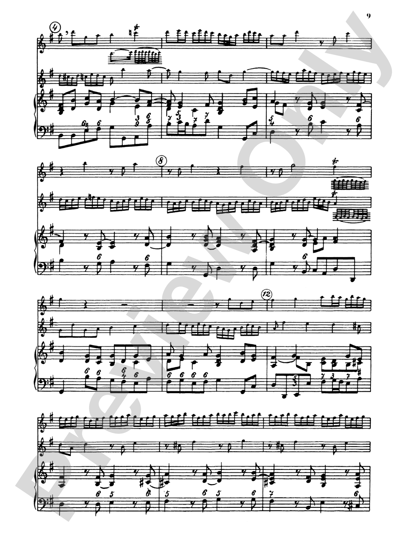 Telemann: Trio Sonata in E Minor: Chamber Trio Score & Parts
