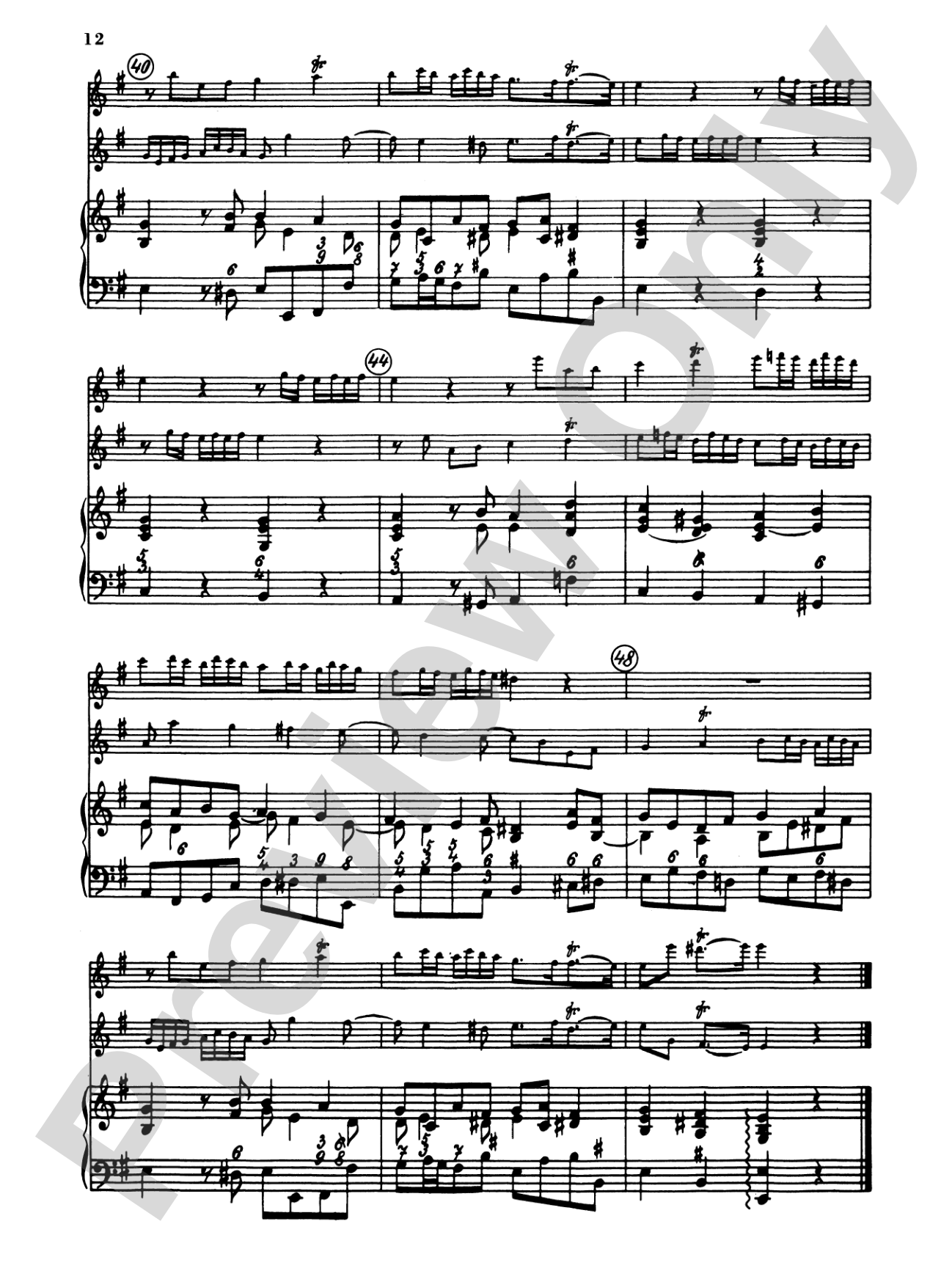 Telemann: Trio Sonata in E Minor: Chamber Trio Score & Parts