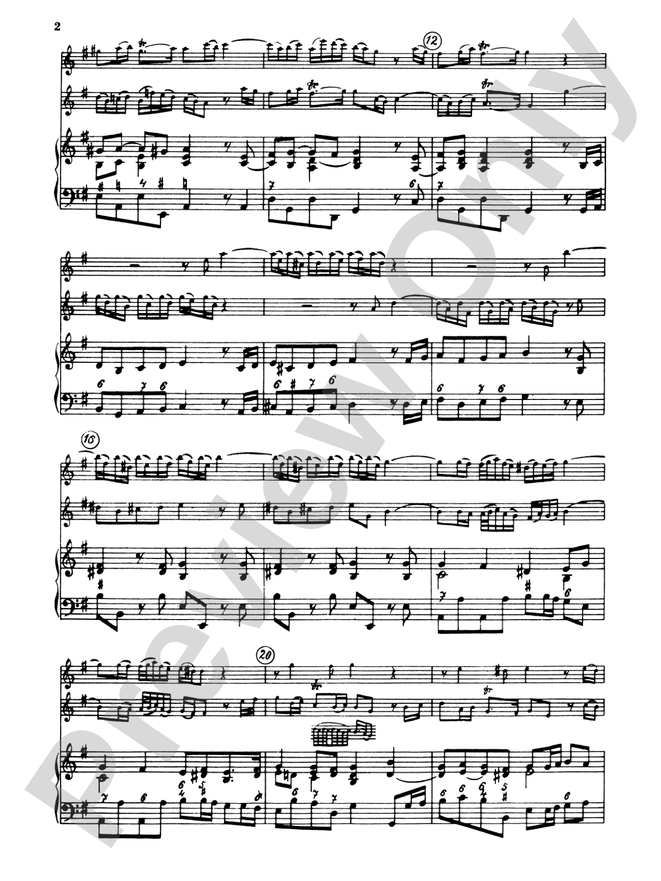 Telemann: Trio Sonata in E Minor: Chamber Trio Score & Parts