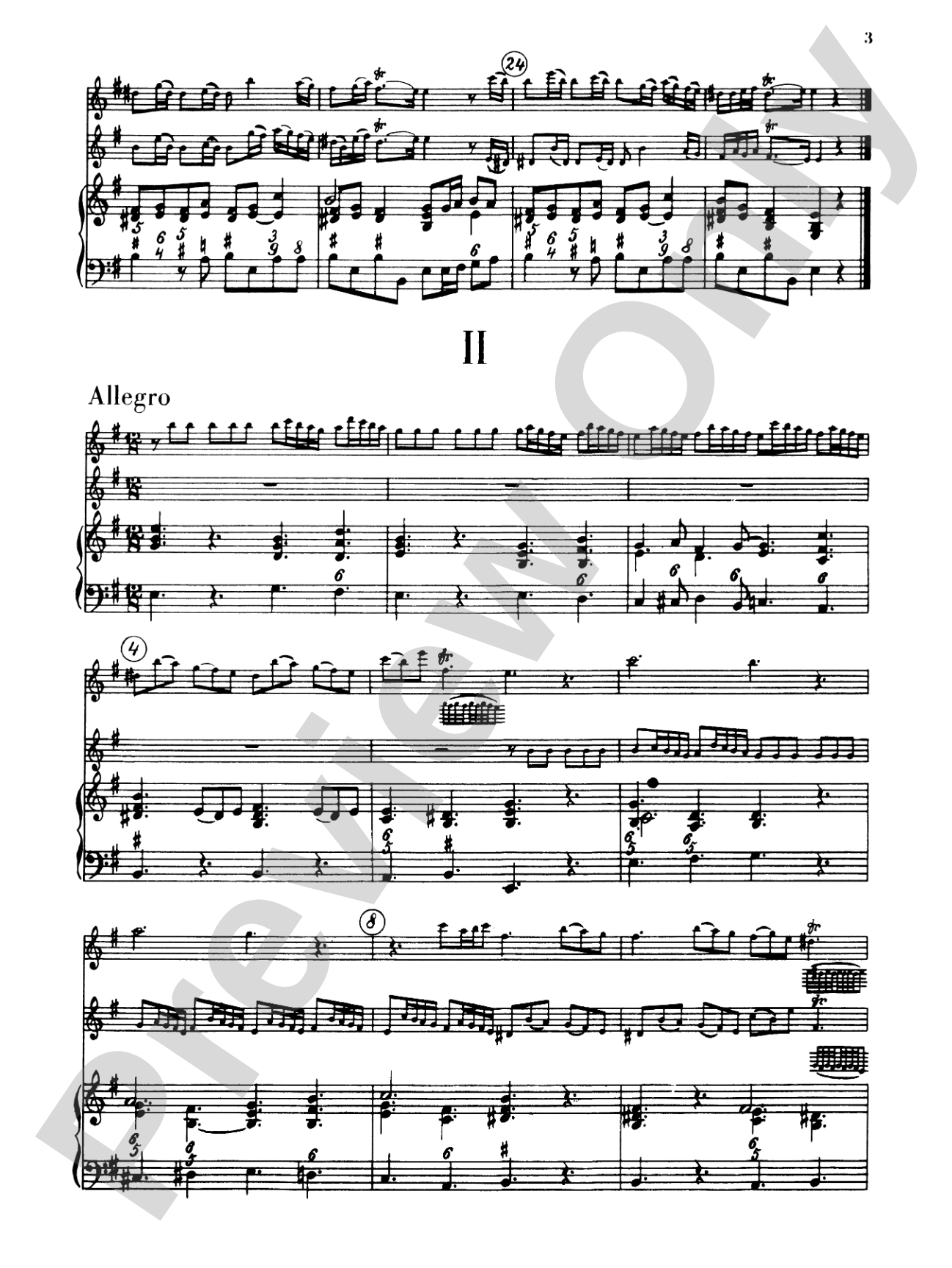 Telemann: Trio Sonata in E Minor: Chamber Trio Score & Parts
