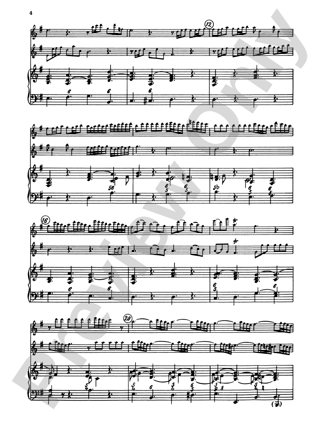 Telemann: Trio Sonata in E Minor: Chamber Trio Score & Parts