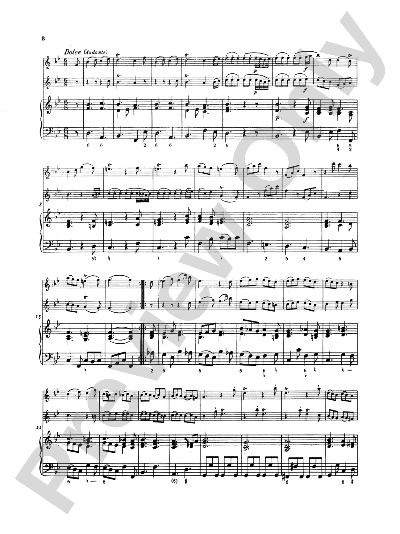 Telemann: Suite No. 2 in B flat Major: Chamber Trio Book