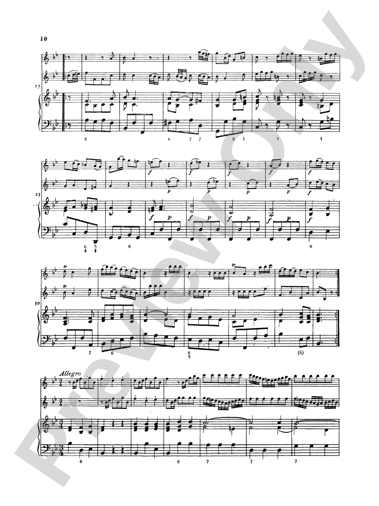 Telemann: Suite No. 2 in B flat Major: Chamber Trio Book