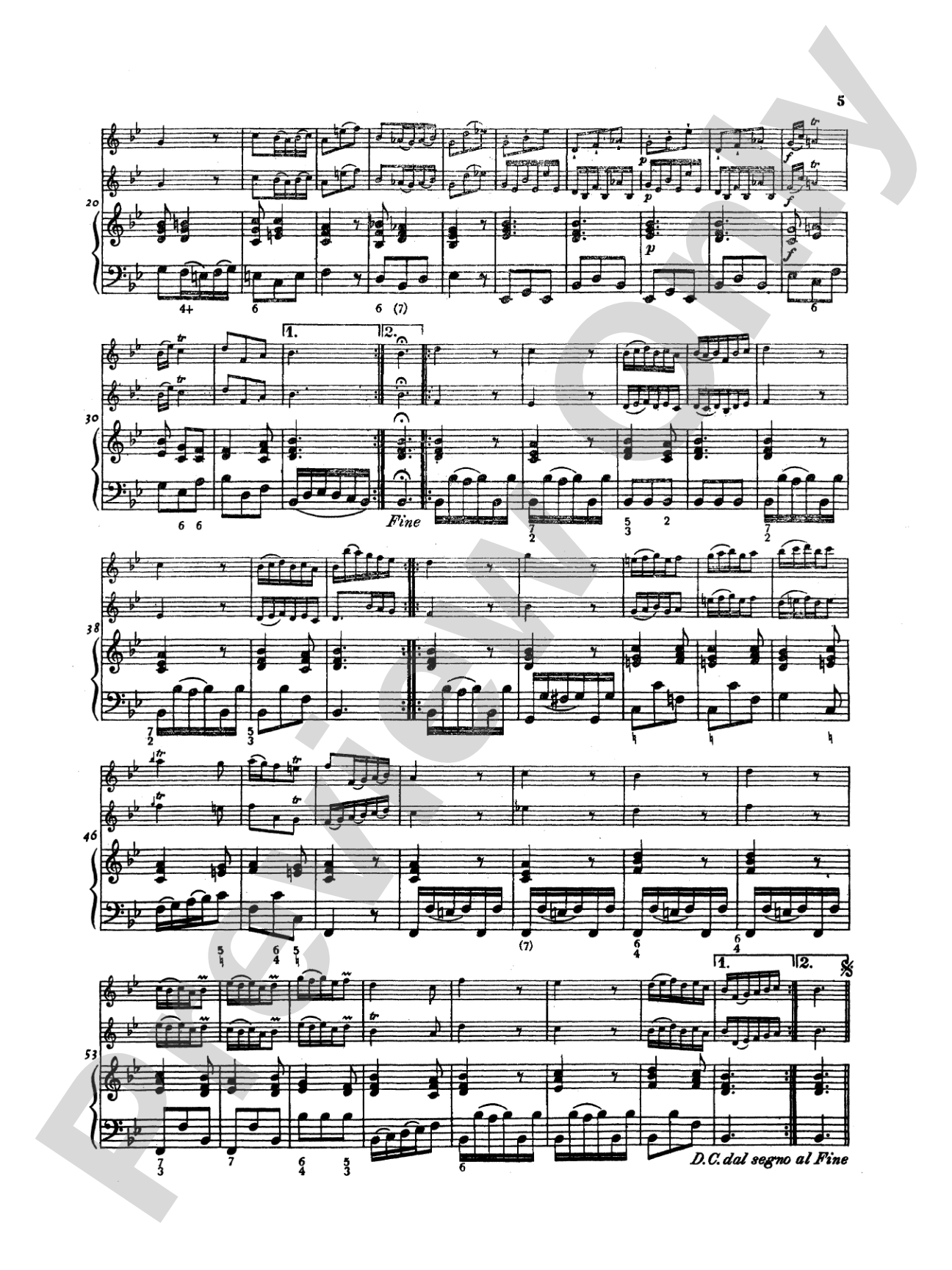 Telemann: Suite No. 2 in B flat Major: Chamber Trio Book