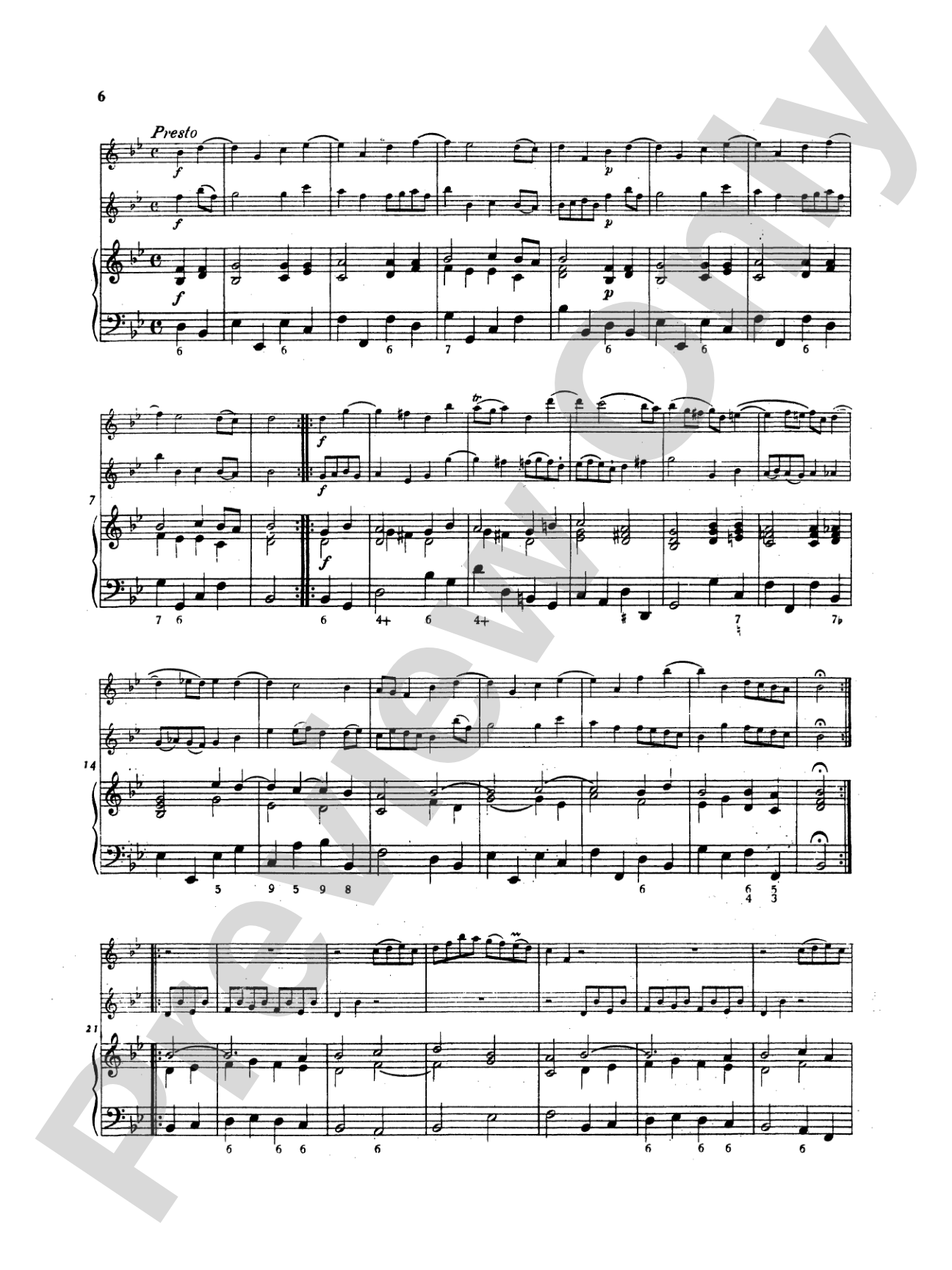 Telemann: Suite No. 2 in B flat Major: Chamber Trio Book