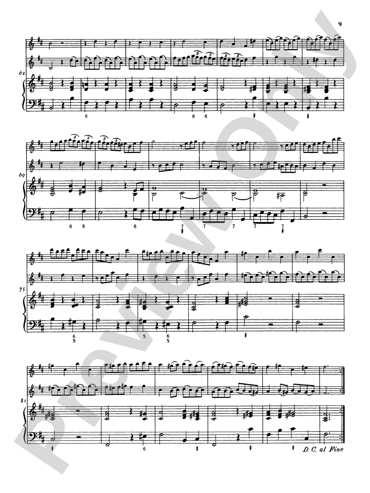 Telemann: Suite No. 3 in B Minor: Chamber Trio Score & Parts
