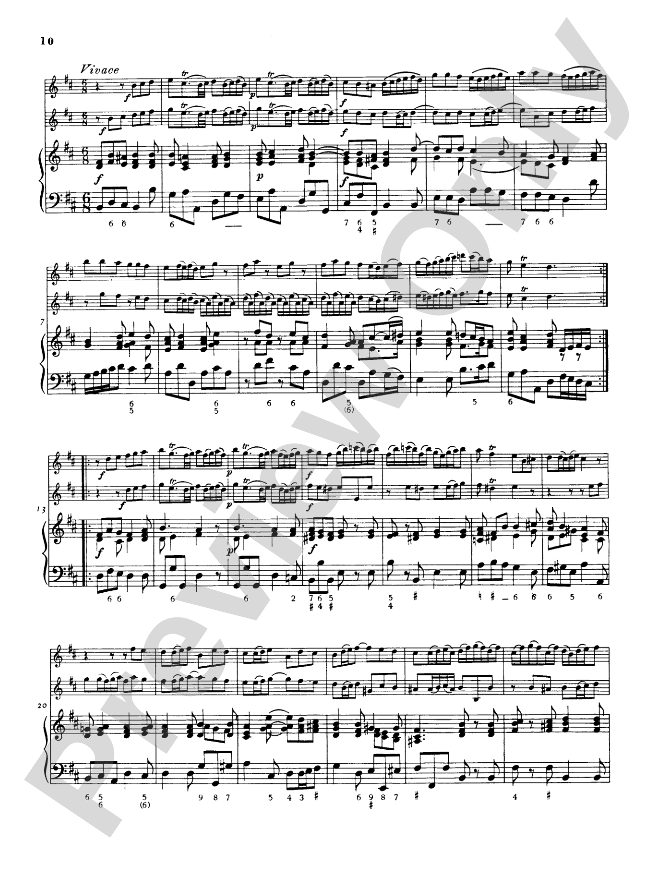 Telemann: Suite No. 3 in B Minor: Chamber Trio Score & Parts