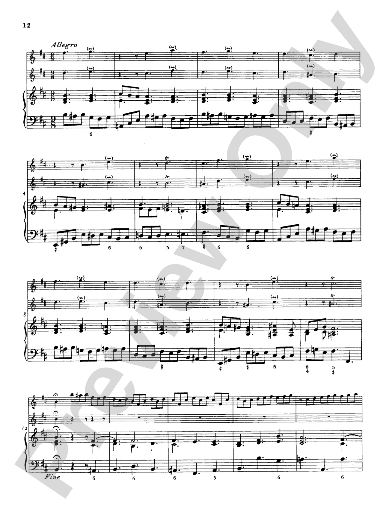 Telemann: Suite No. 3 in B Minor: Chamber Trio Score & Parts