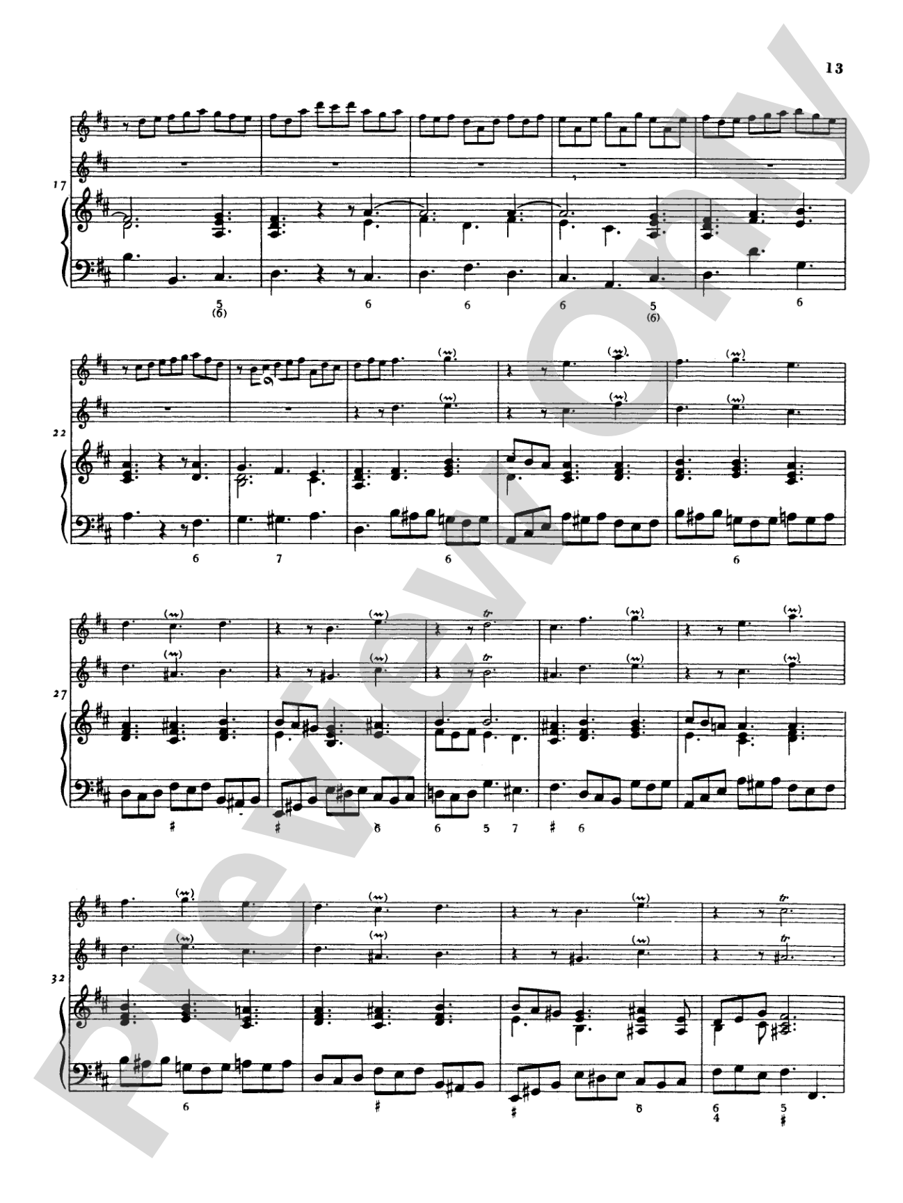 Telemann: Suite No. 3 in B Minor: Chamber Trio Score & Parts