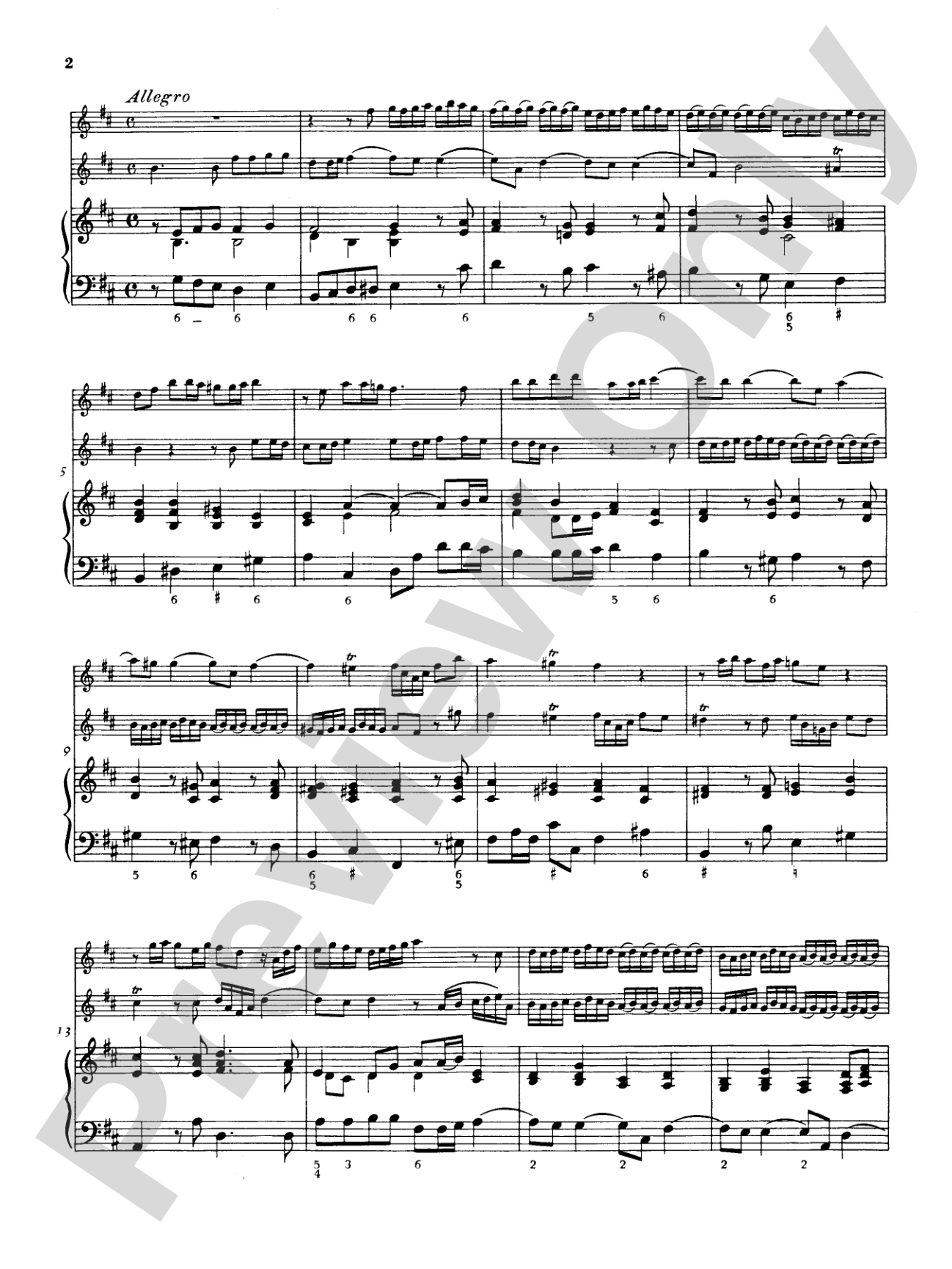 Telemann: Suite No. 3 in B Minor: Chamber Trio Score & Parts