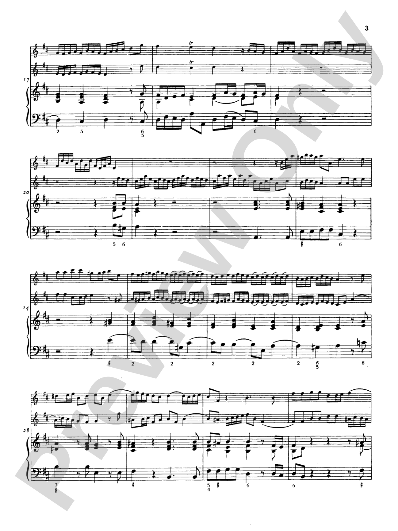 Telemann: Suite No. 3 in B Minor: Chamber Trio Score & Parts