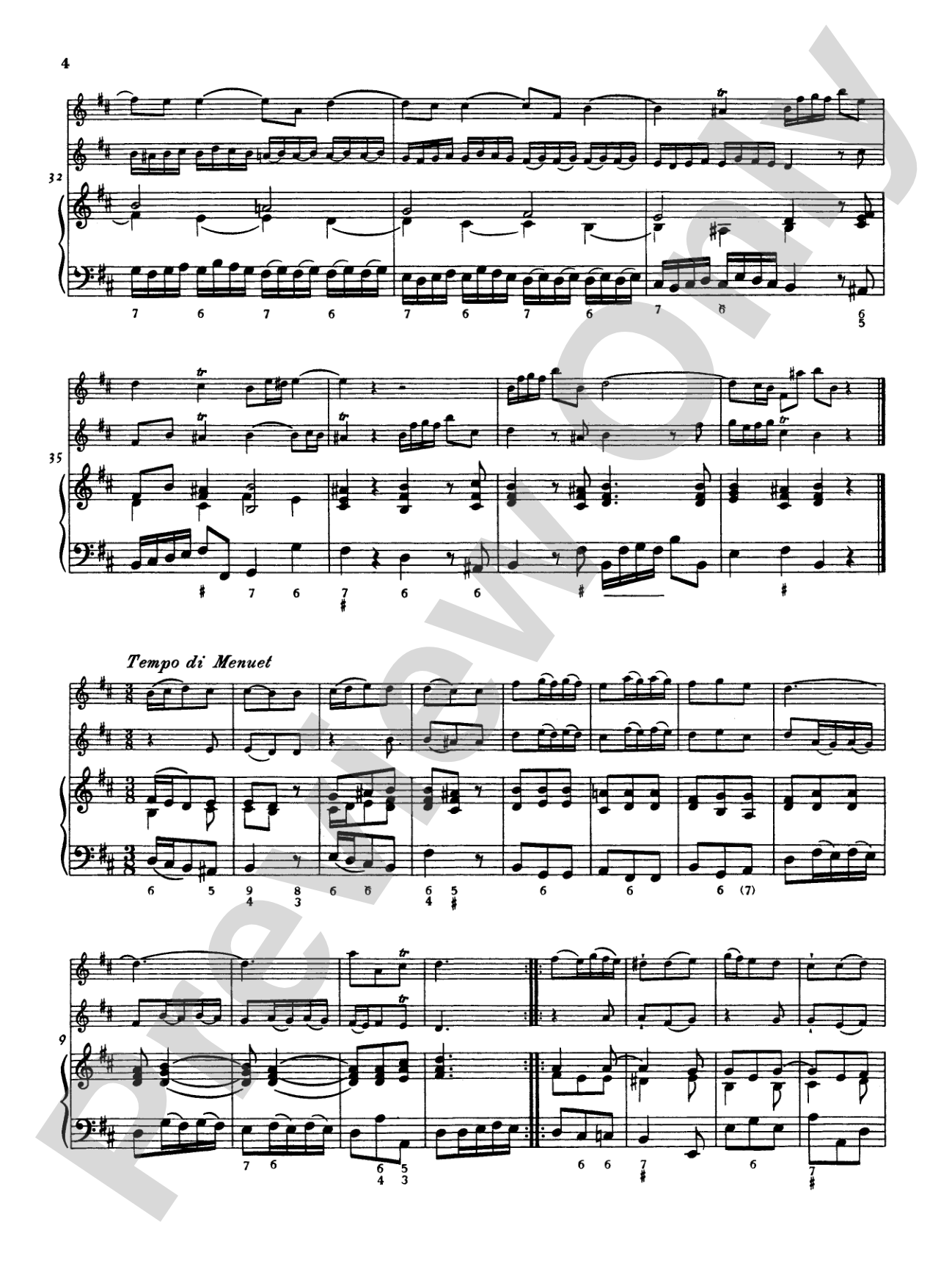 Telemann: Suite No. 3 in B Minor: Chamber Trio Score & Parts