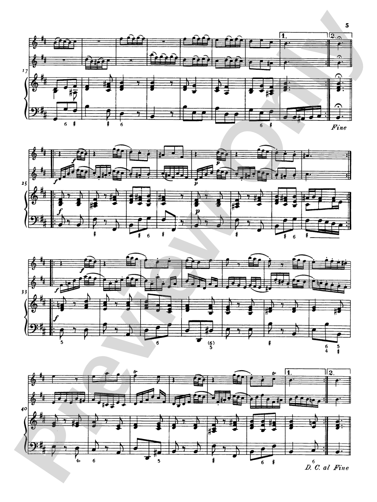 Telemann: Suite No. 3 in B Minor: Chamber Trio Score & Parts