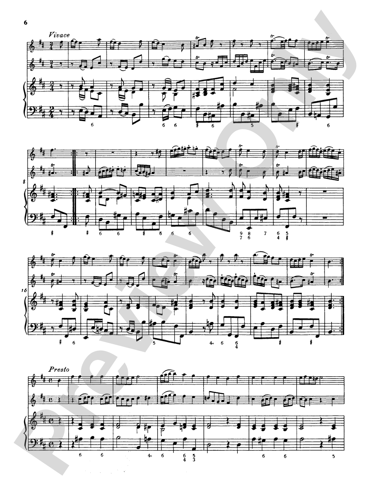 Telemann: Suite No. 3 in B Minor: Chamber Trio Score & Parts