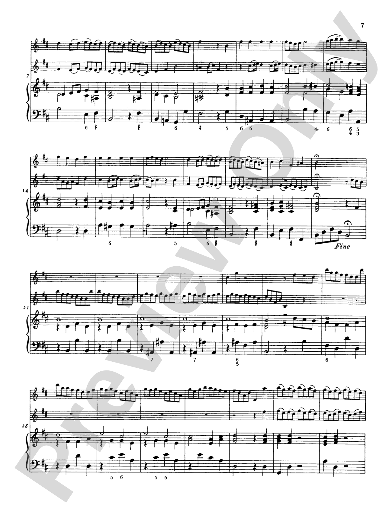 Telemann: Suite No. 3 in B Minor: Chamber Trio Score & Parts
