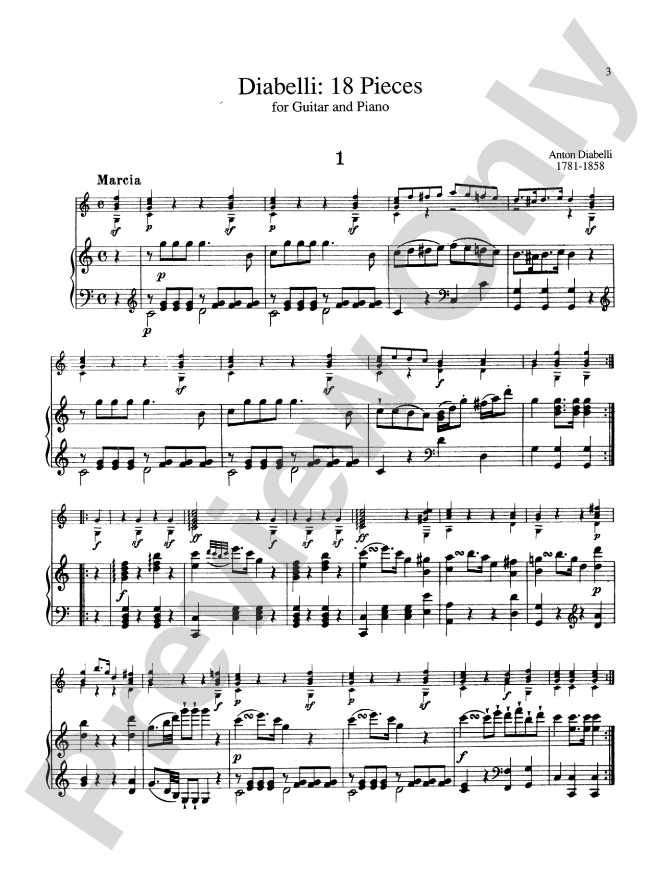 Diabelli: 18 Pieces for Guitar and Piano