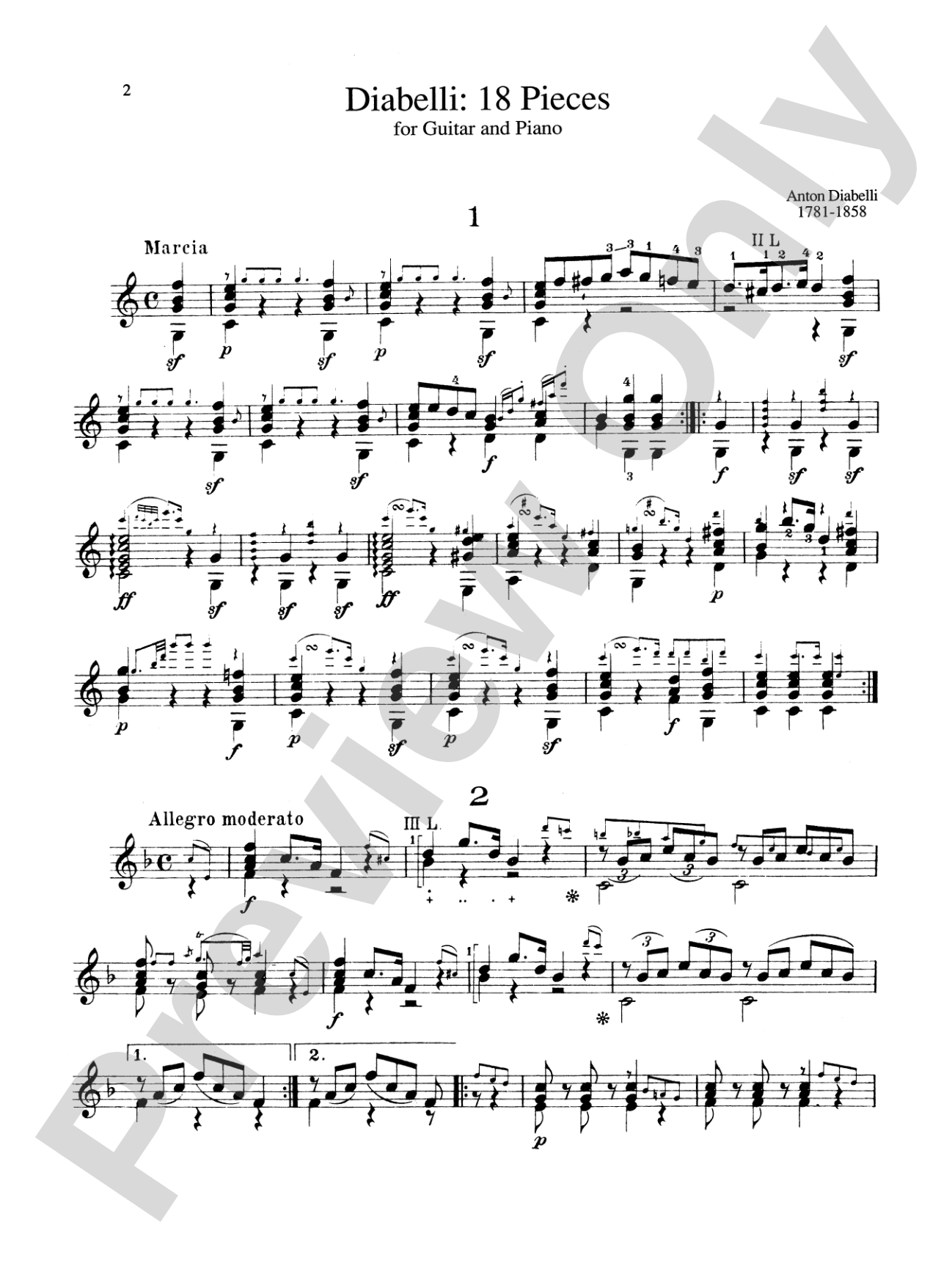 Diabelli: 18 Pieces for Guitar and Piano