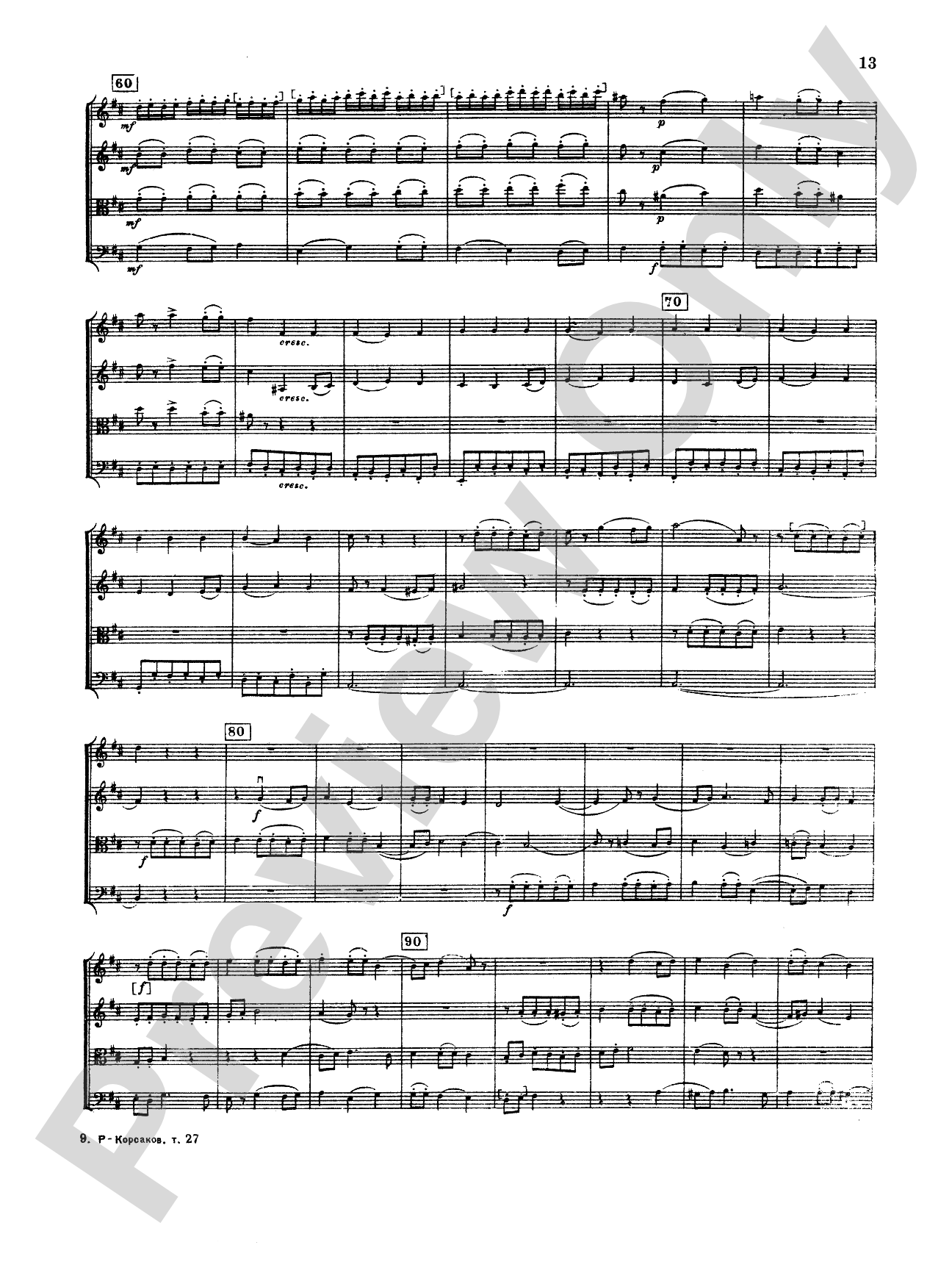 Rimsky-Korsakov: Two String Quartets: String Quartet Book