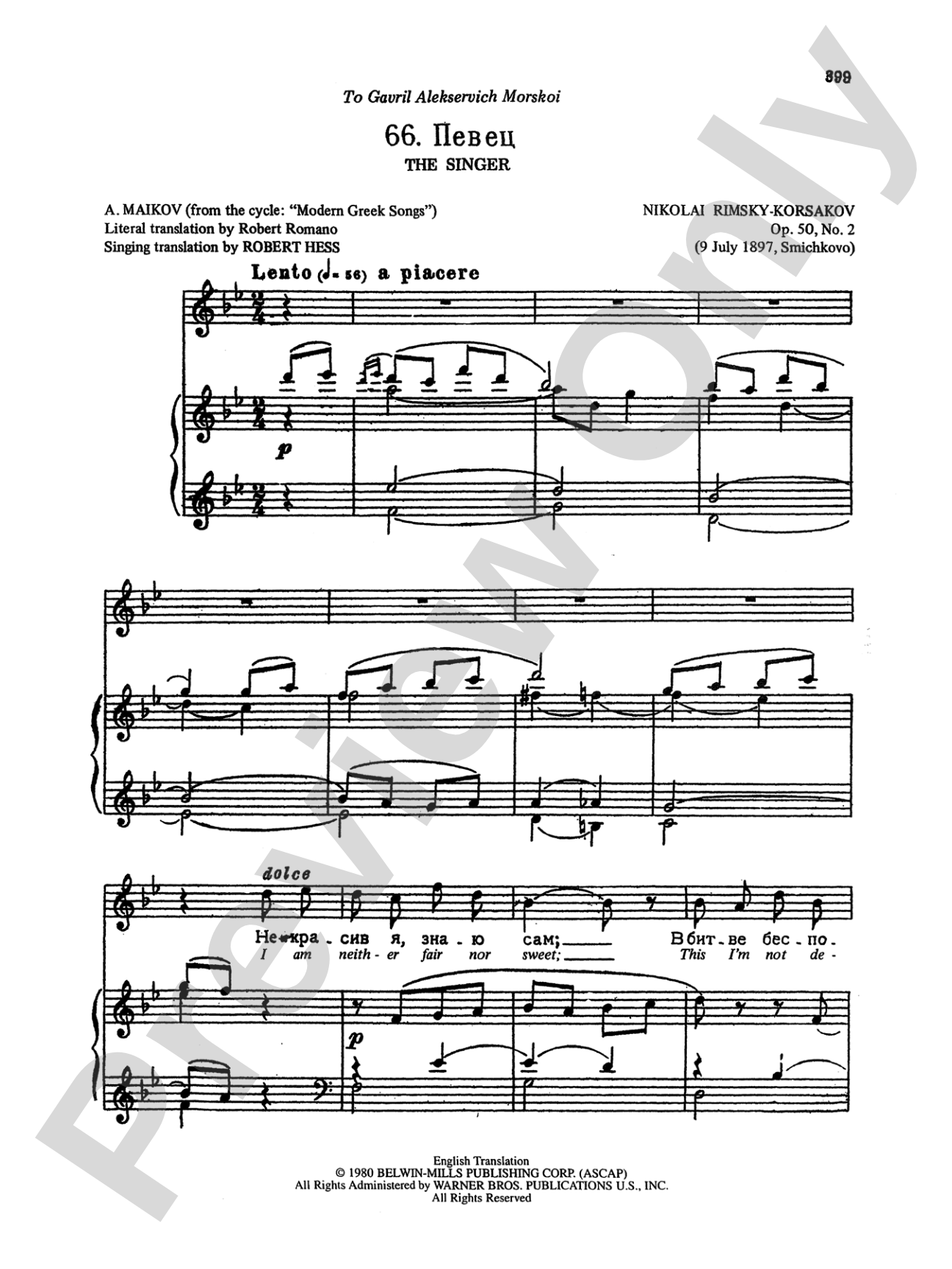 Rimsky-Korsakov: Songs, Volume VI (Russian/English)
