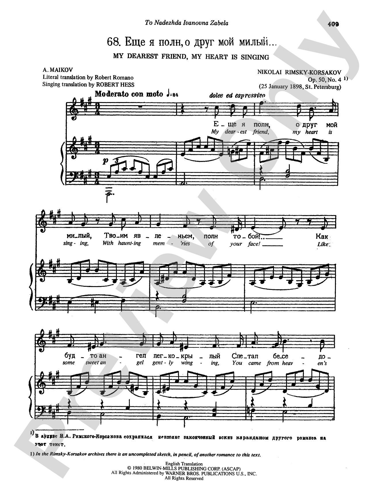 Rimsky-Korsakov: Songs, Volume VI (Russian/English)