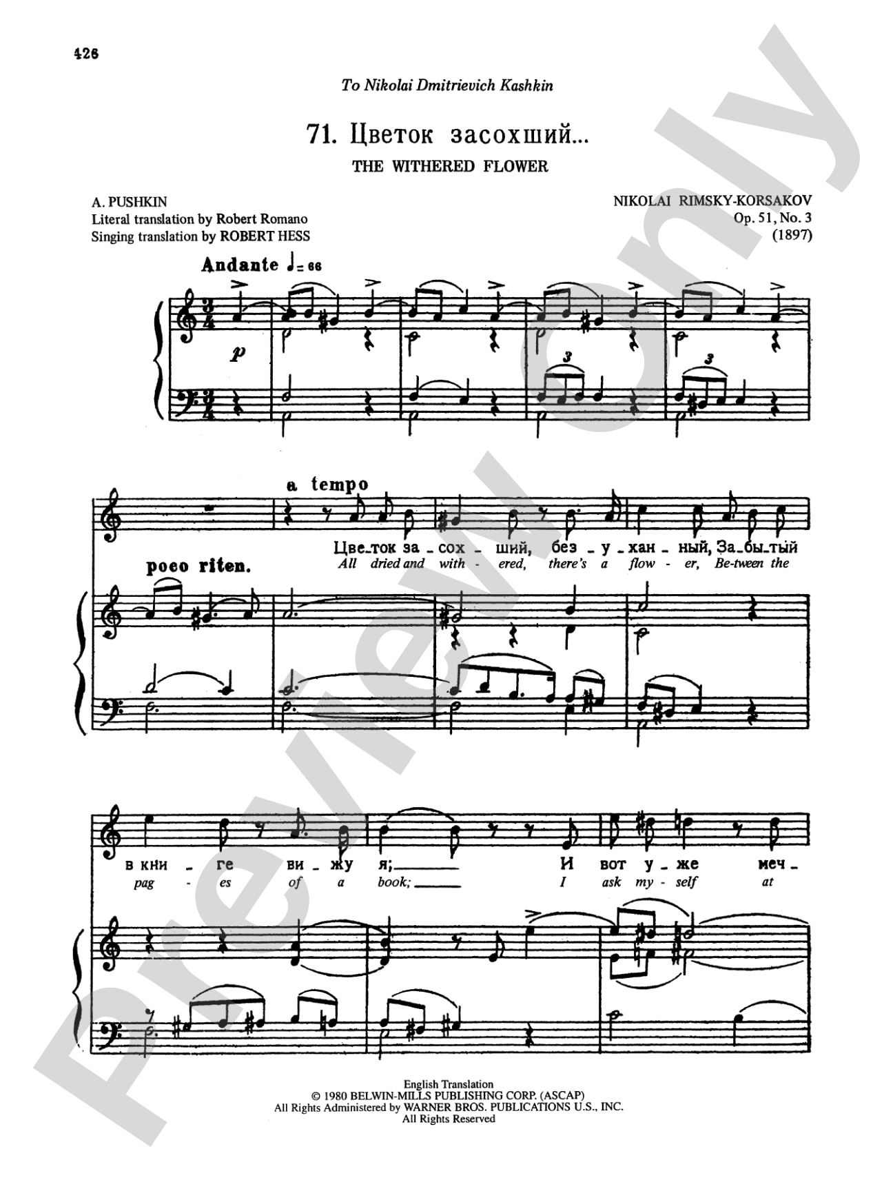 Rimsky-Korsakov: Songs, Volume VI (Russian/English)