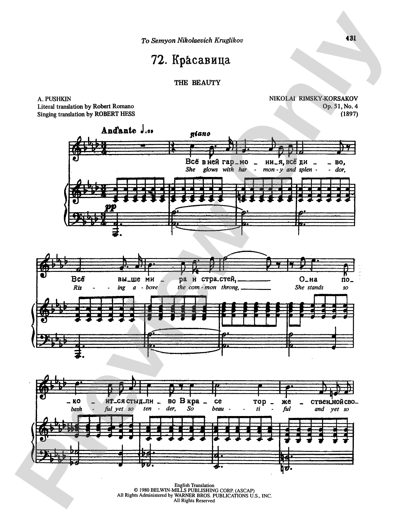 Rimsky-Korsakov: Songs, Volume VI (Russian/English)