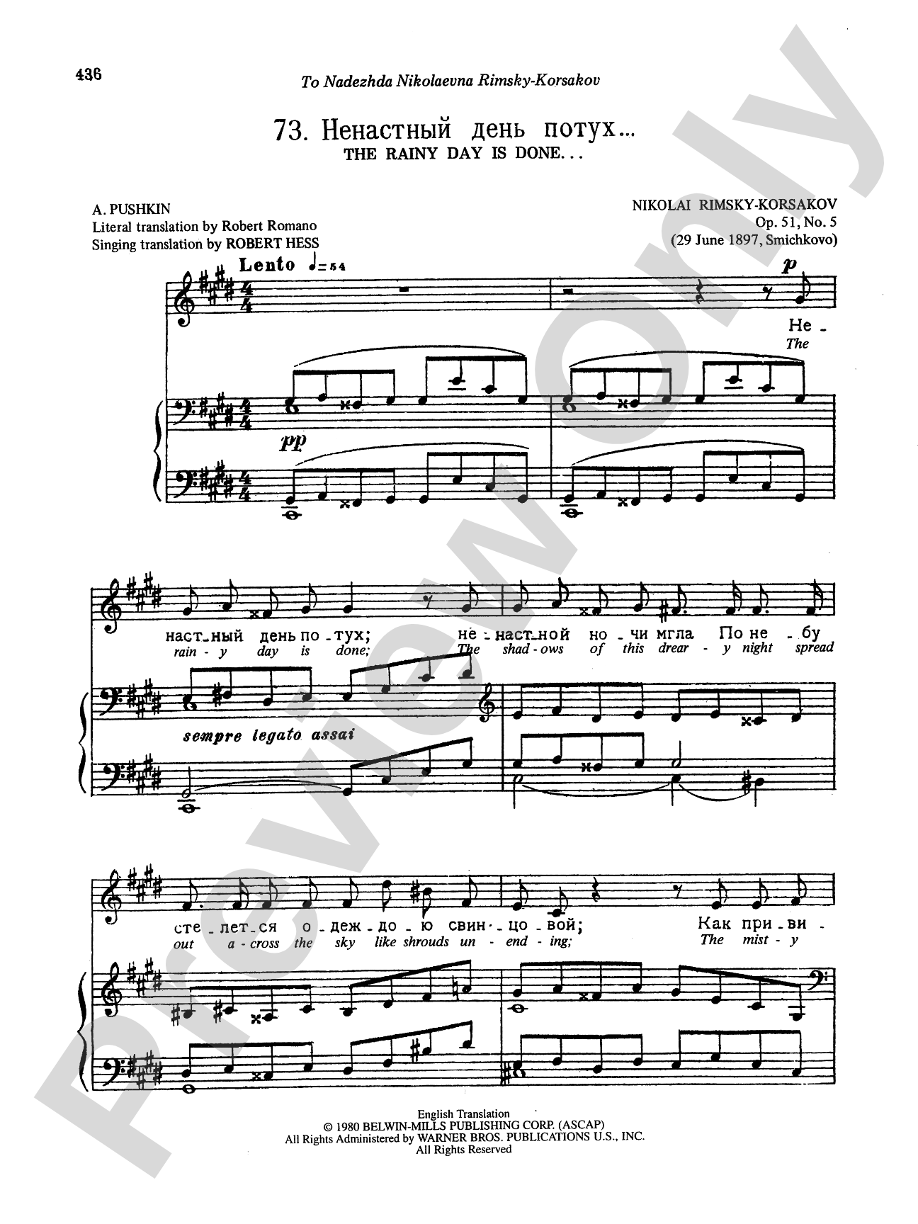 Rimsky-Korsakov: Songs, Volume VI (Russian/English)