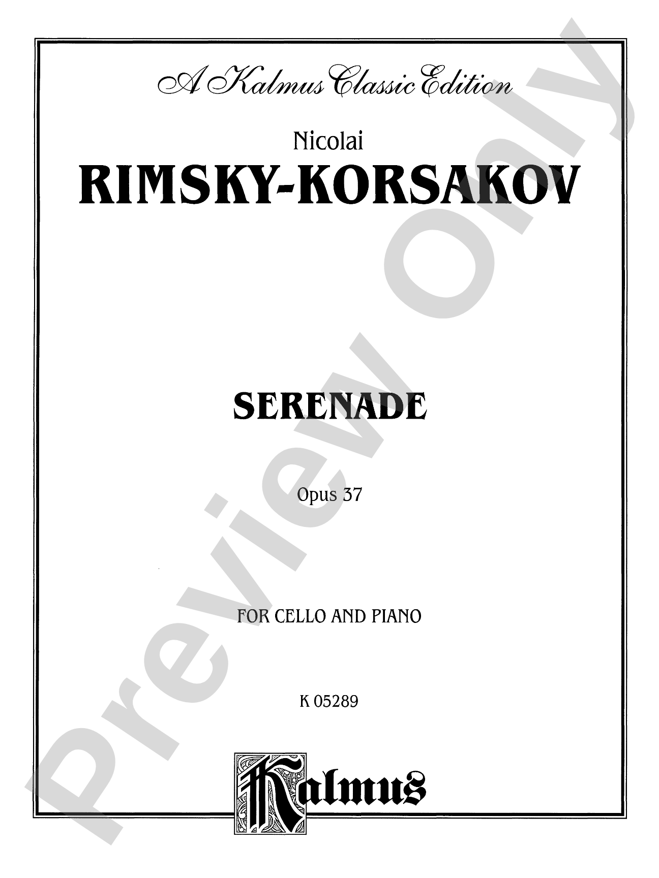 Rimsky-Korsakov: Serenade, Op. 37