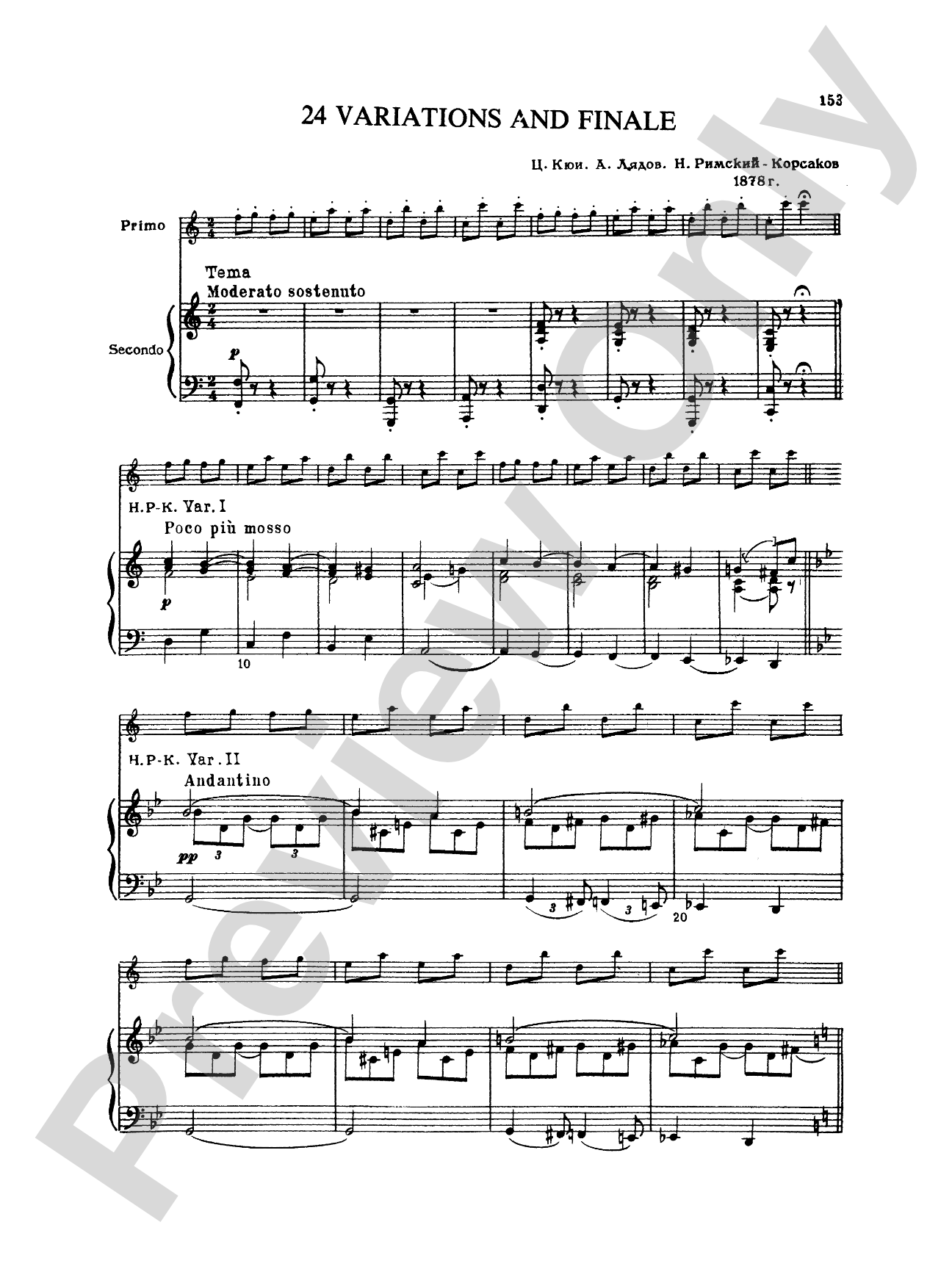 Rimsky-Korsakov: Piano Duets, Volume III