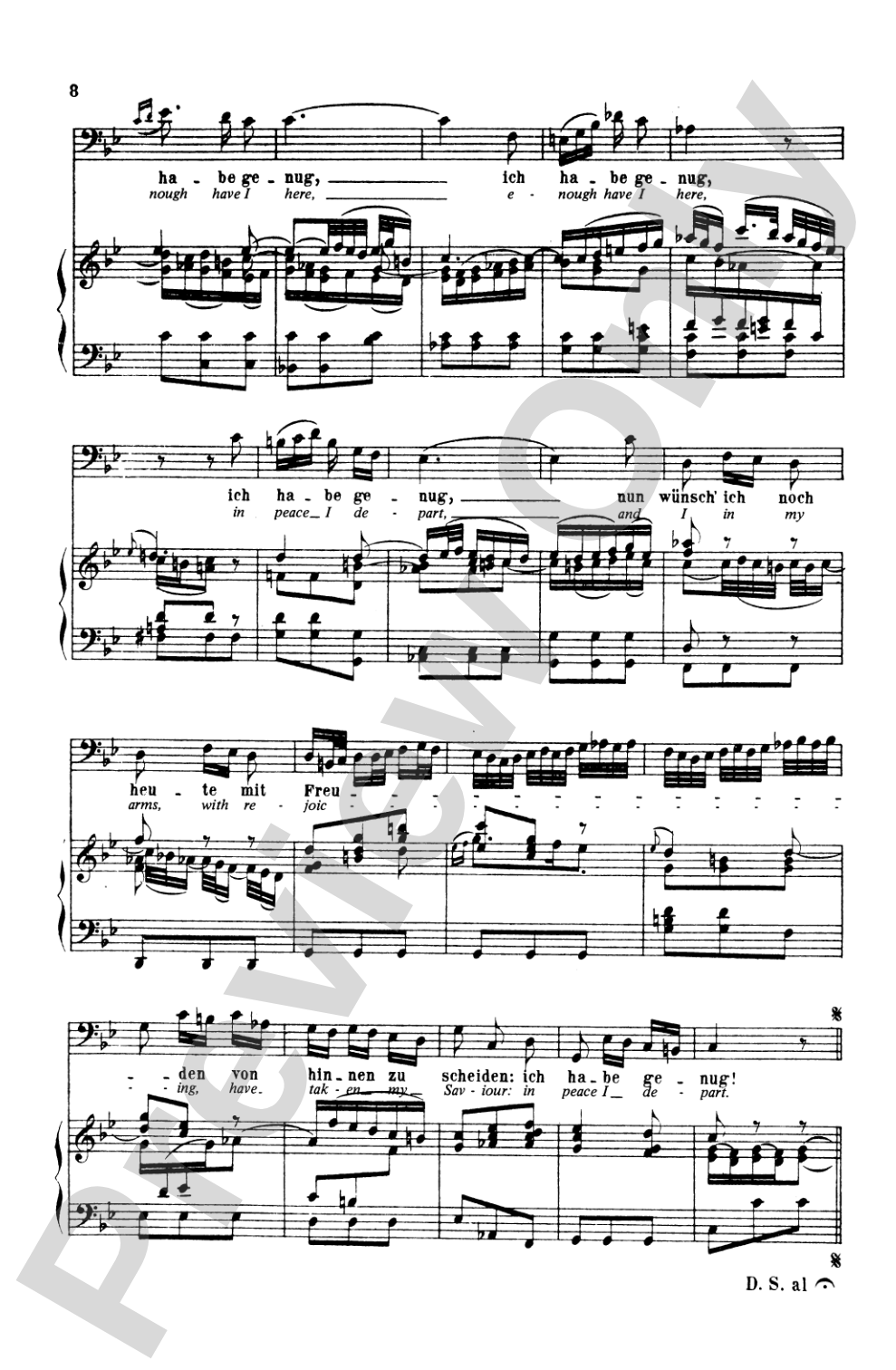 Bach: Bass Solo, Cantata No. 82, Ich Habe Genug (German/English): Bass Solo Voice Book